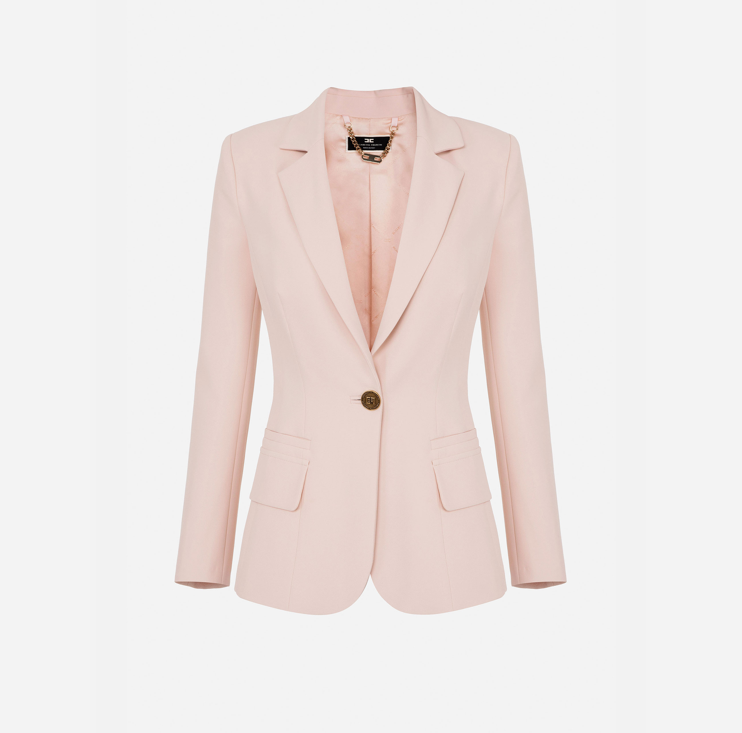 Single-breasted jacket in double layer stretch crêpe - Elisabetta Franchi