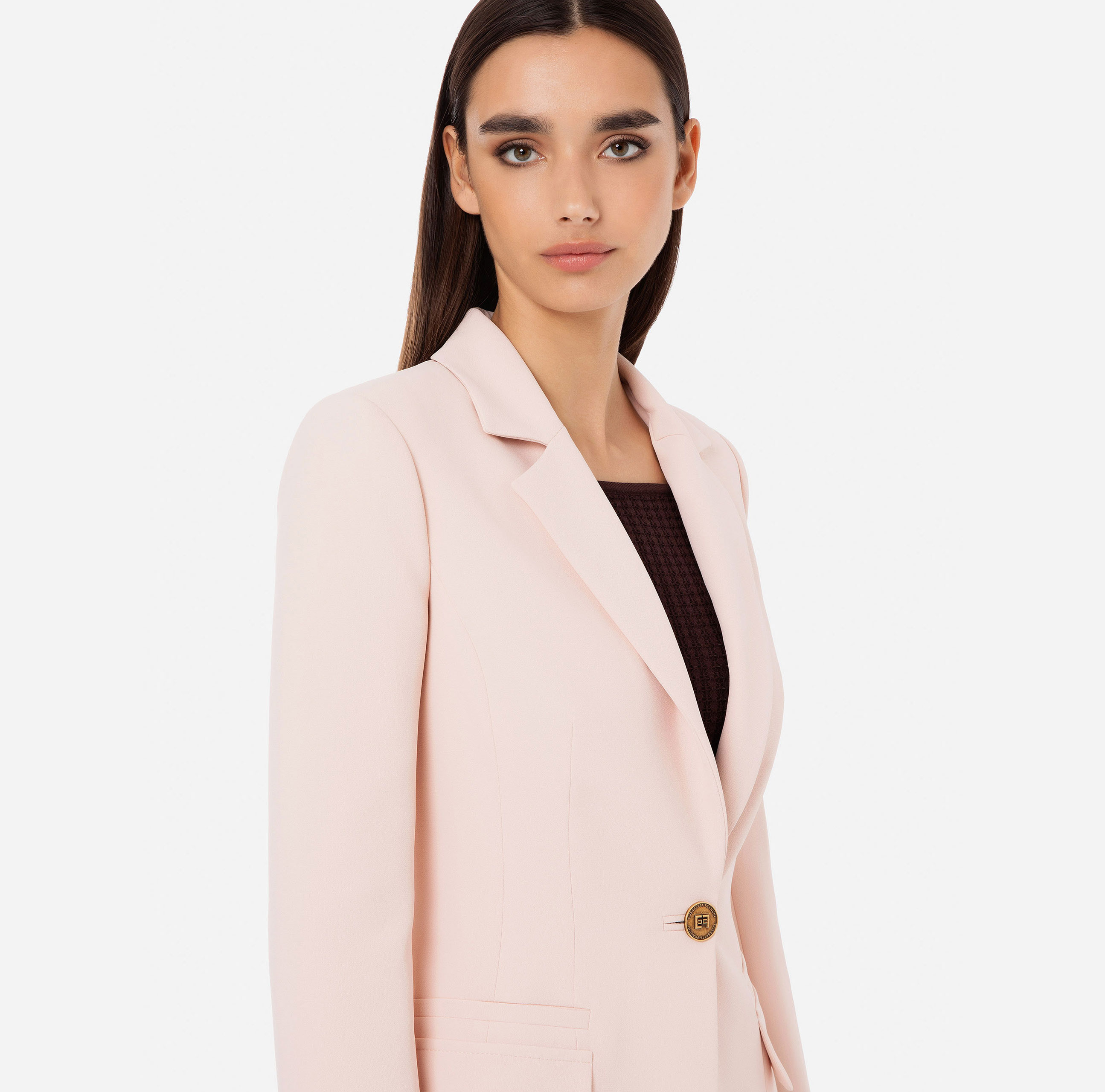 Single-breasted jacket in double layer stretch crêpe - Elisabetta Franchi
