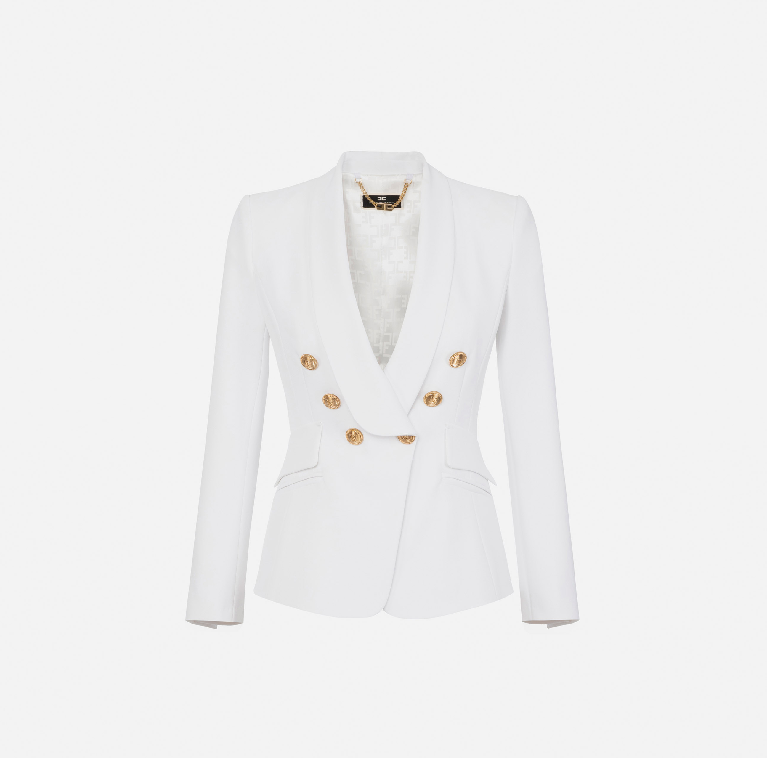 Crêpe double-breasted jacket with shawl collar - Elisabetta Franchi