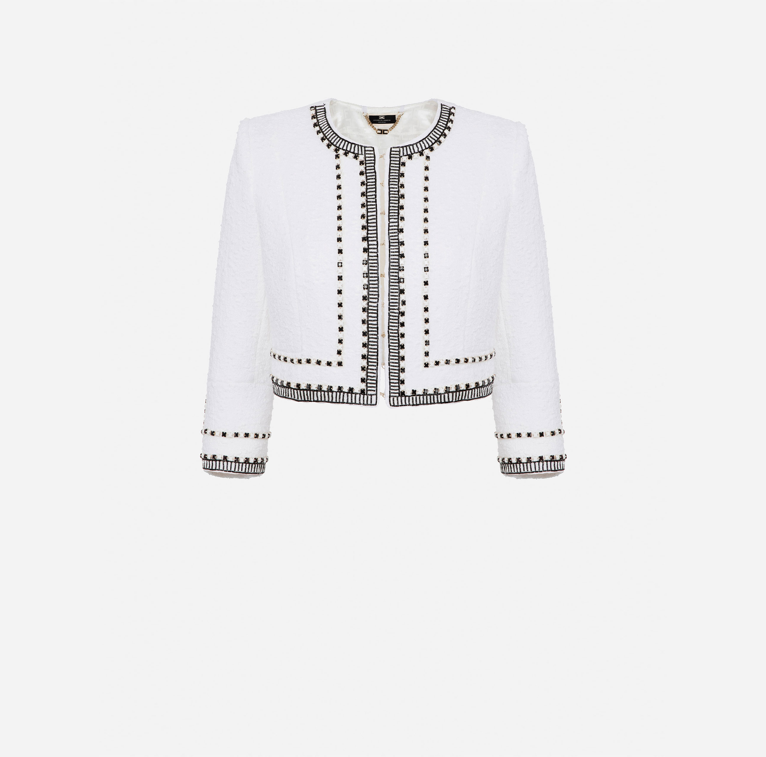 Embroidered tweed short jacket - Elisabetta Franchi