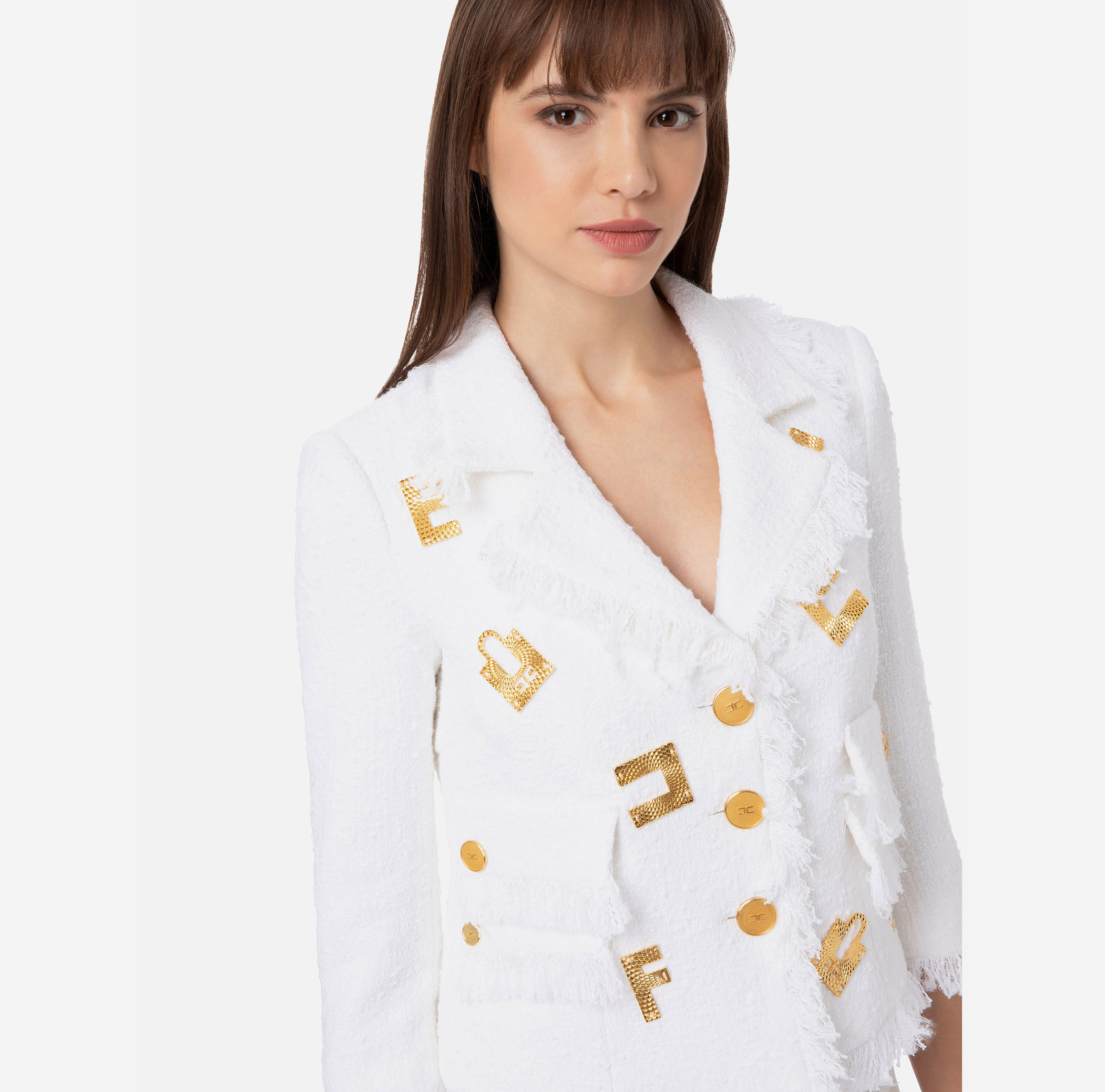 Tweed jacket with logo plaques - Elisabetta Franchi