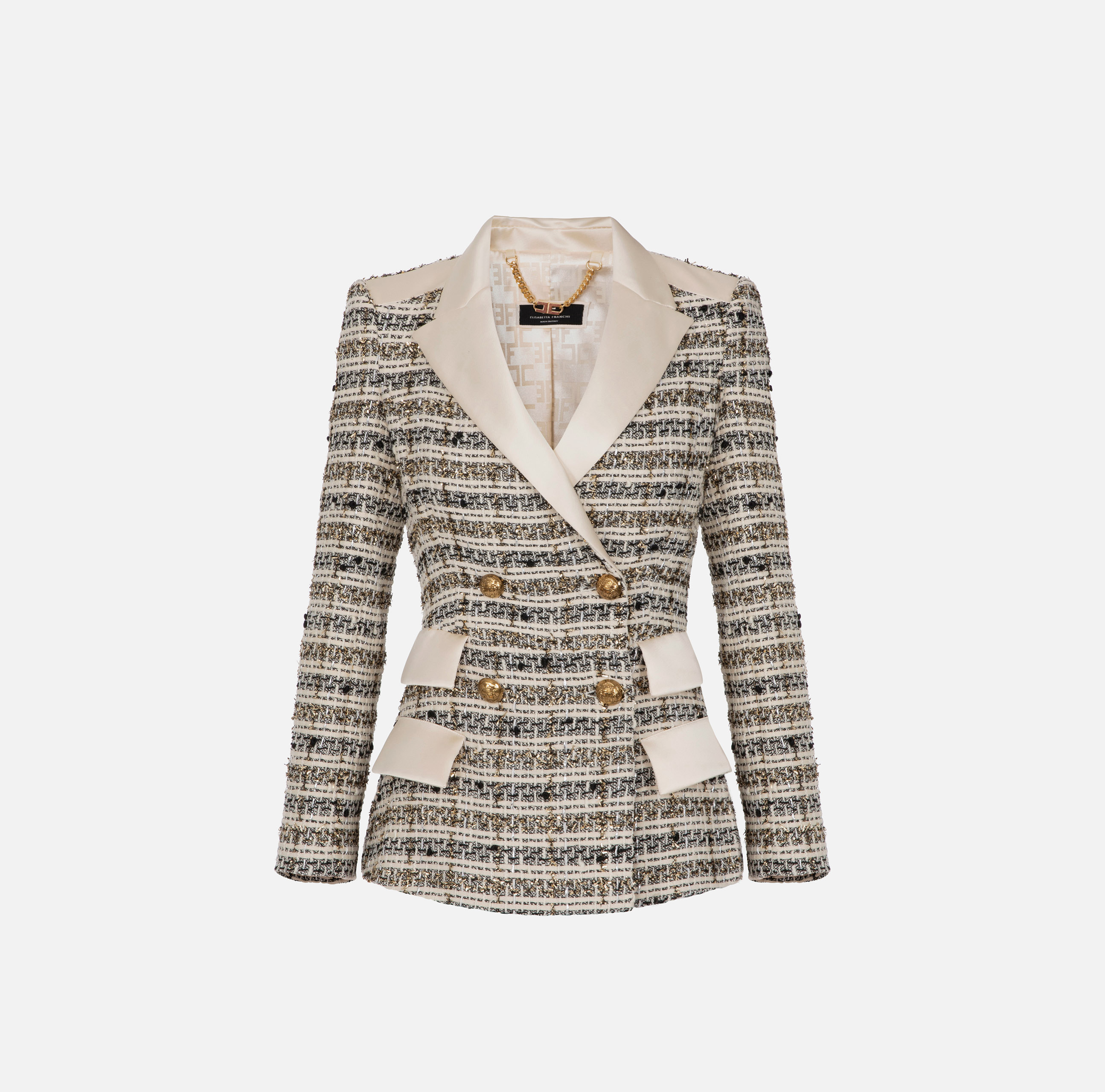 Double-breasted tweed jacket with lapels - ABBIGLIAMENTO - Elisabetta Franchi