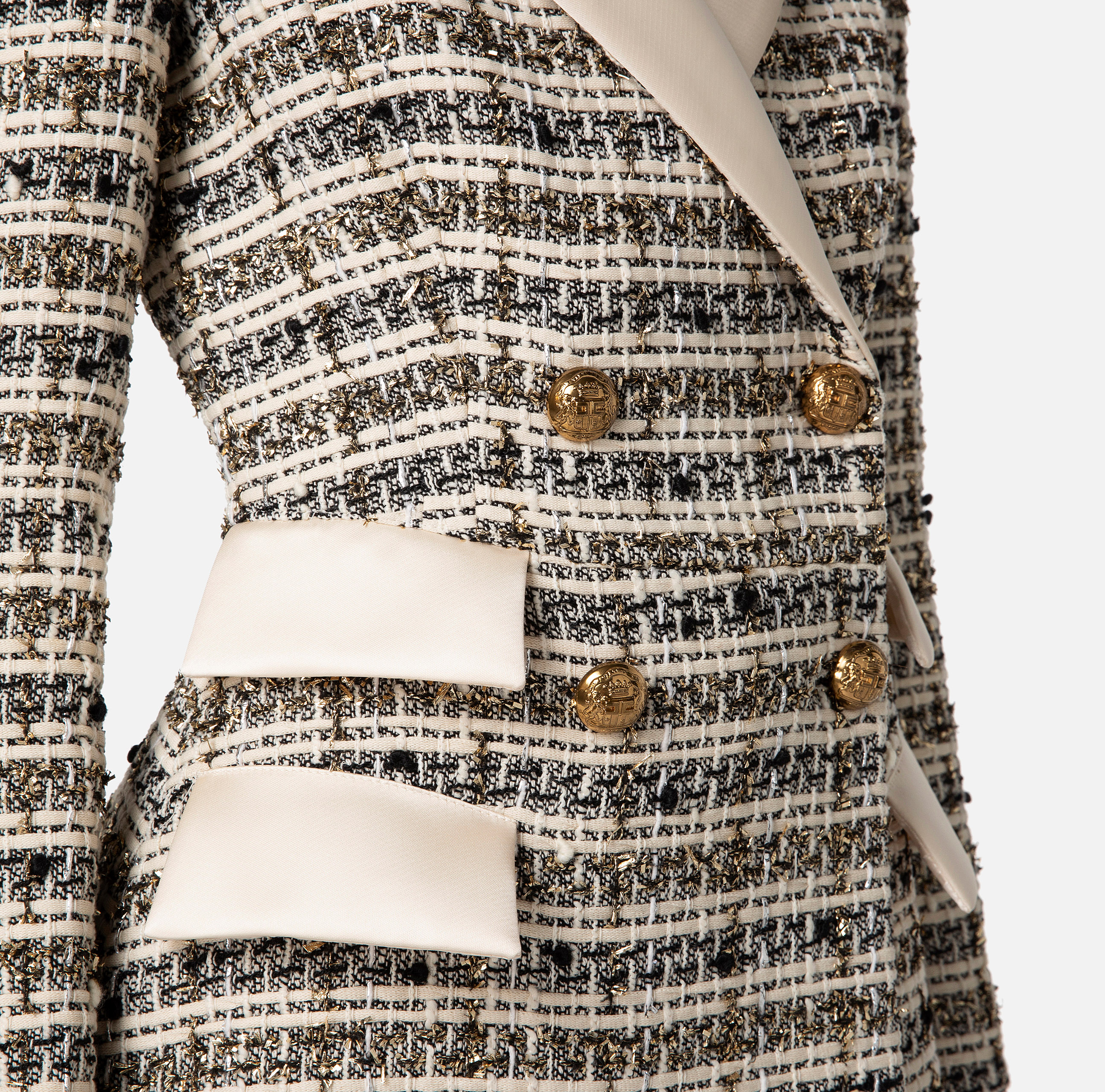 Double-breasted tweed jacket with lapels - Elisabetta Franchi