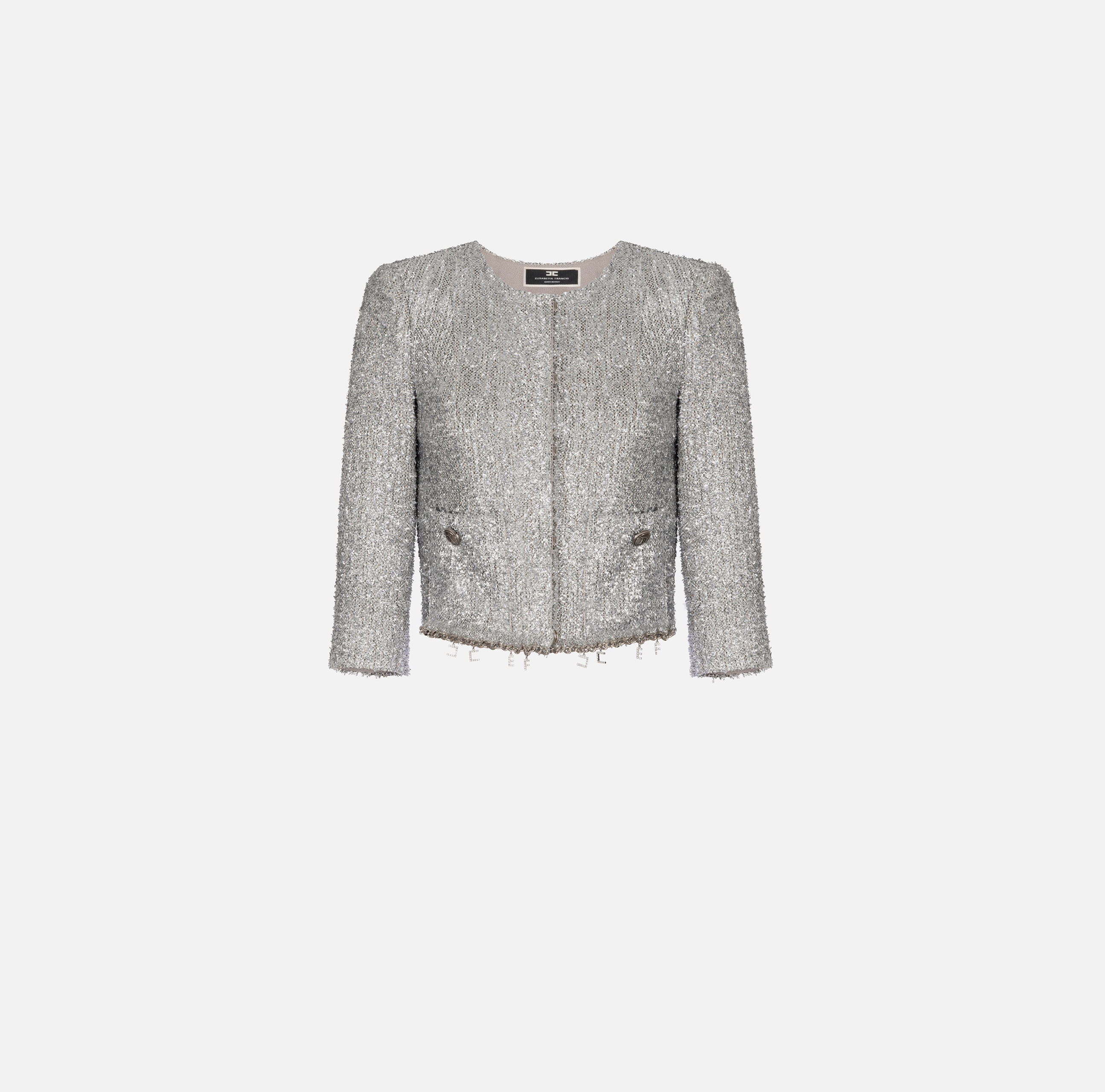 Cropped-Jacke aus Lurex-Tweed mit Charms - Elisabetta Franchi