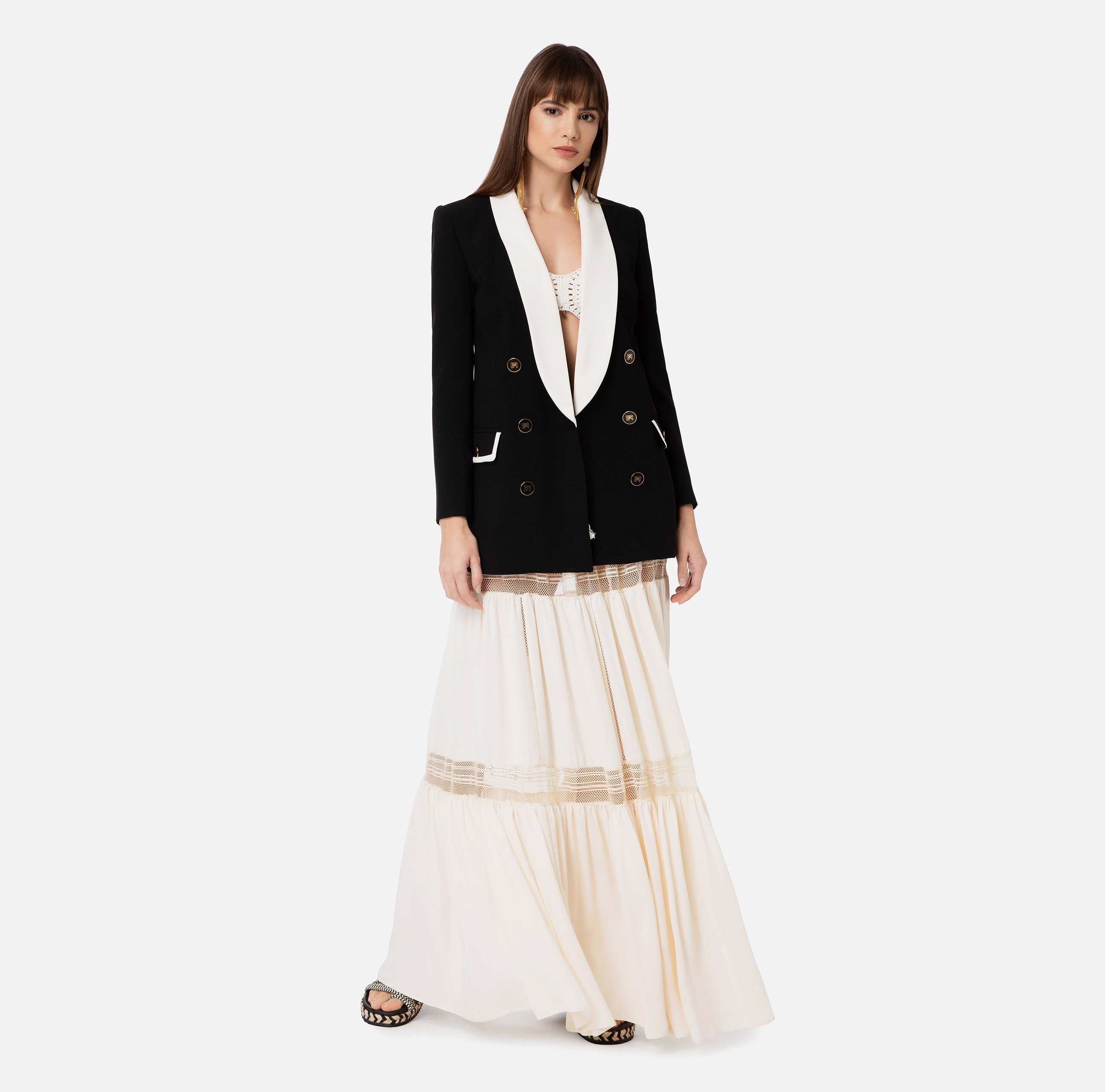 Double-breasted jacket with two-tone details - Elisabetta Franchi