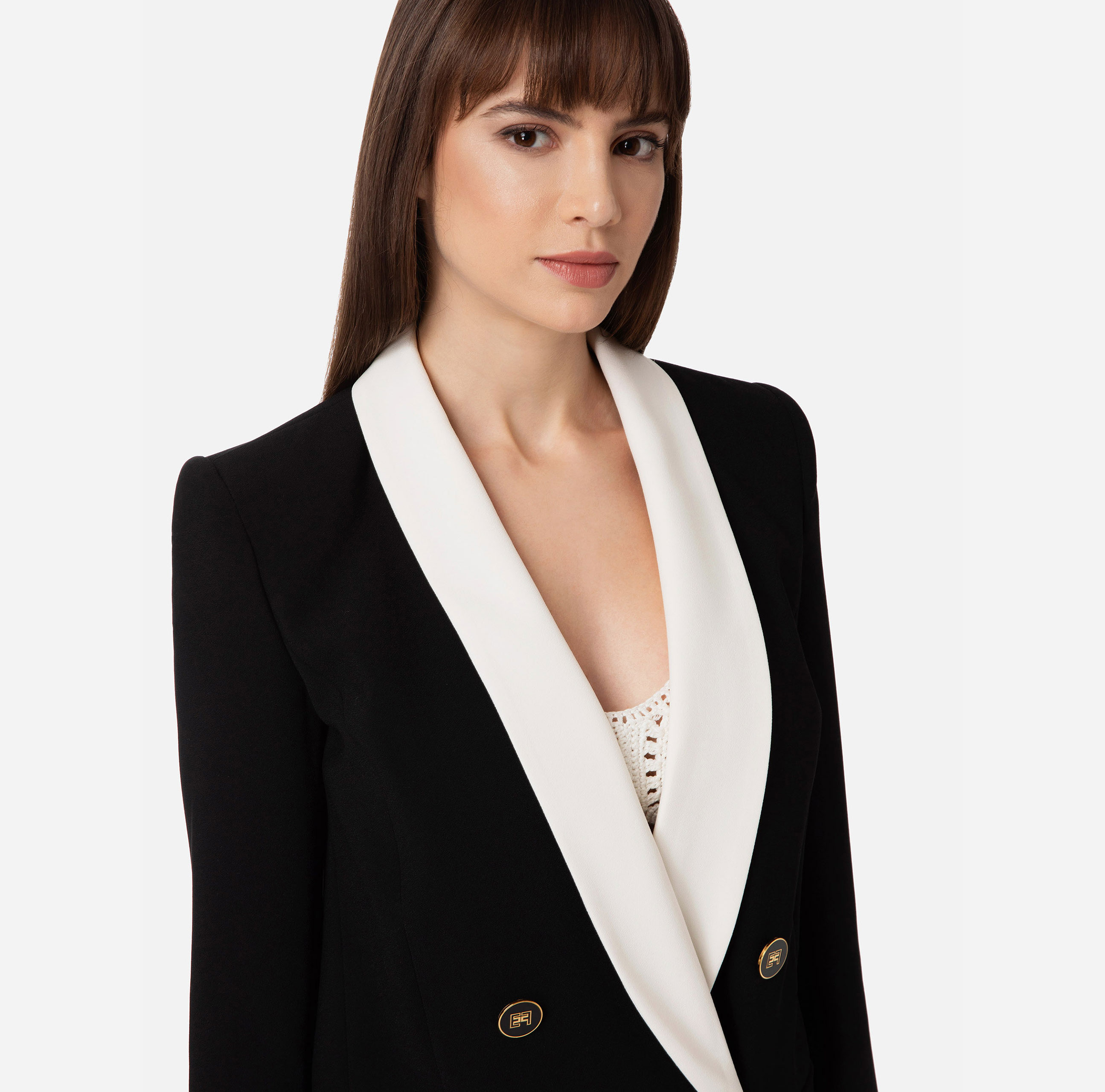 Double-breasted jacket with two-tone details - Elisabetta Franchi