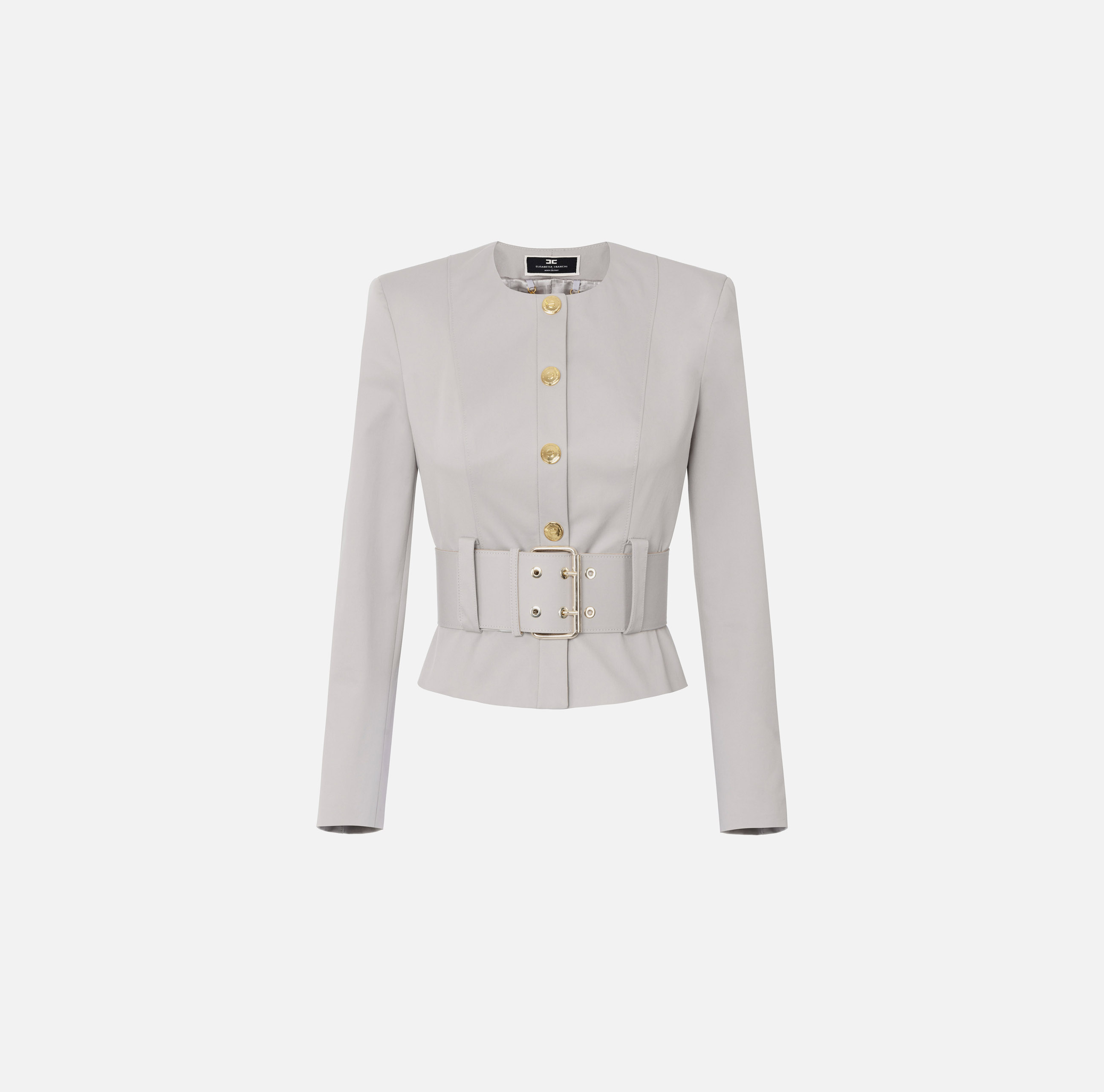 Cotton stretch jacket with belt - Elisabetta Franchi