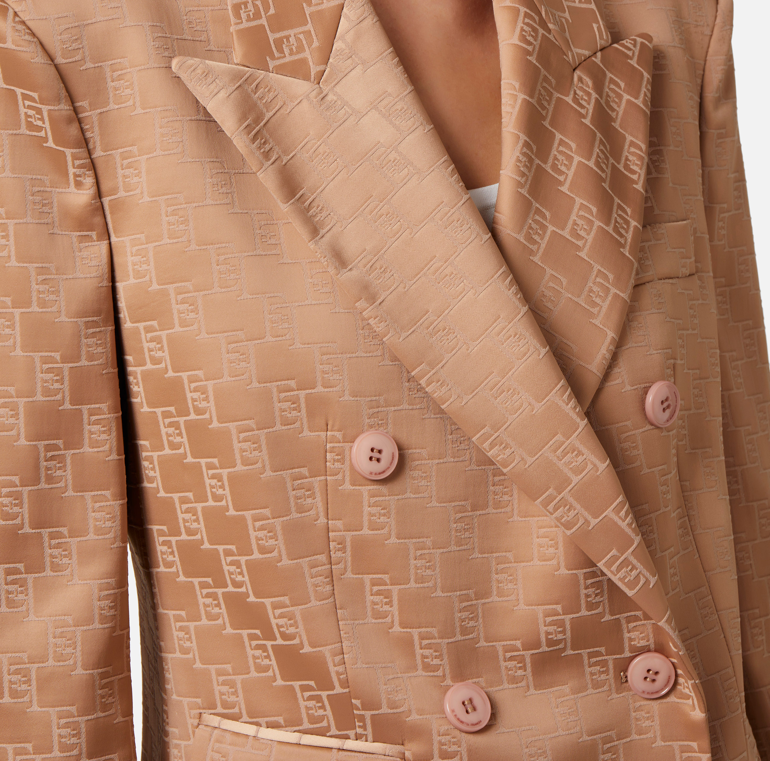Double-breasted jacket in jacquard satin - Elisabetta Franchi