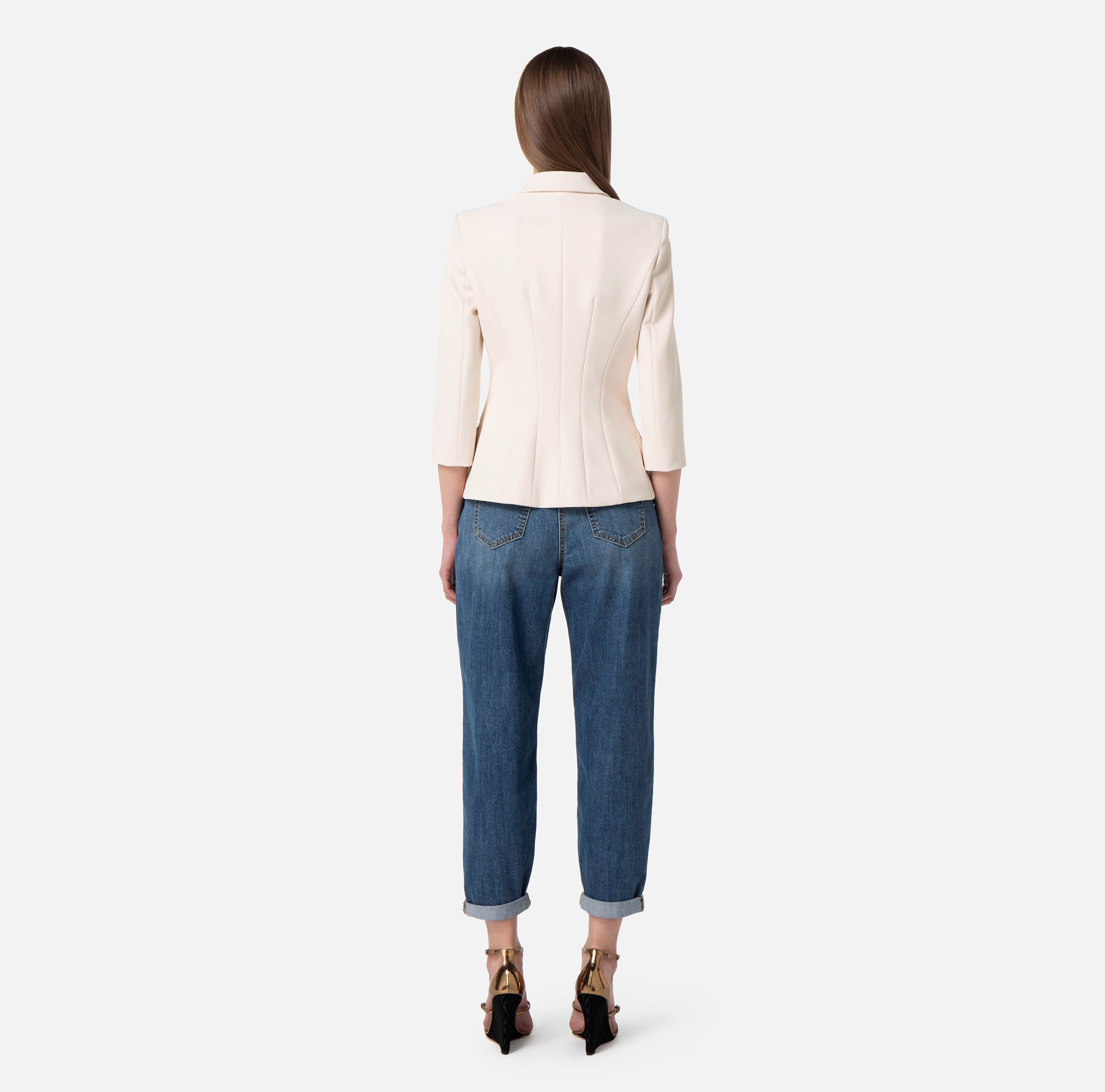 Crêpe double-breasted jacket with laces - Elisabetta Franchi