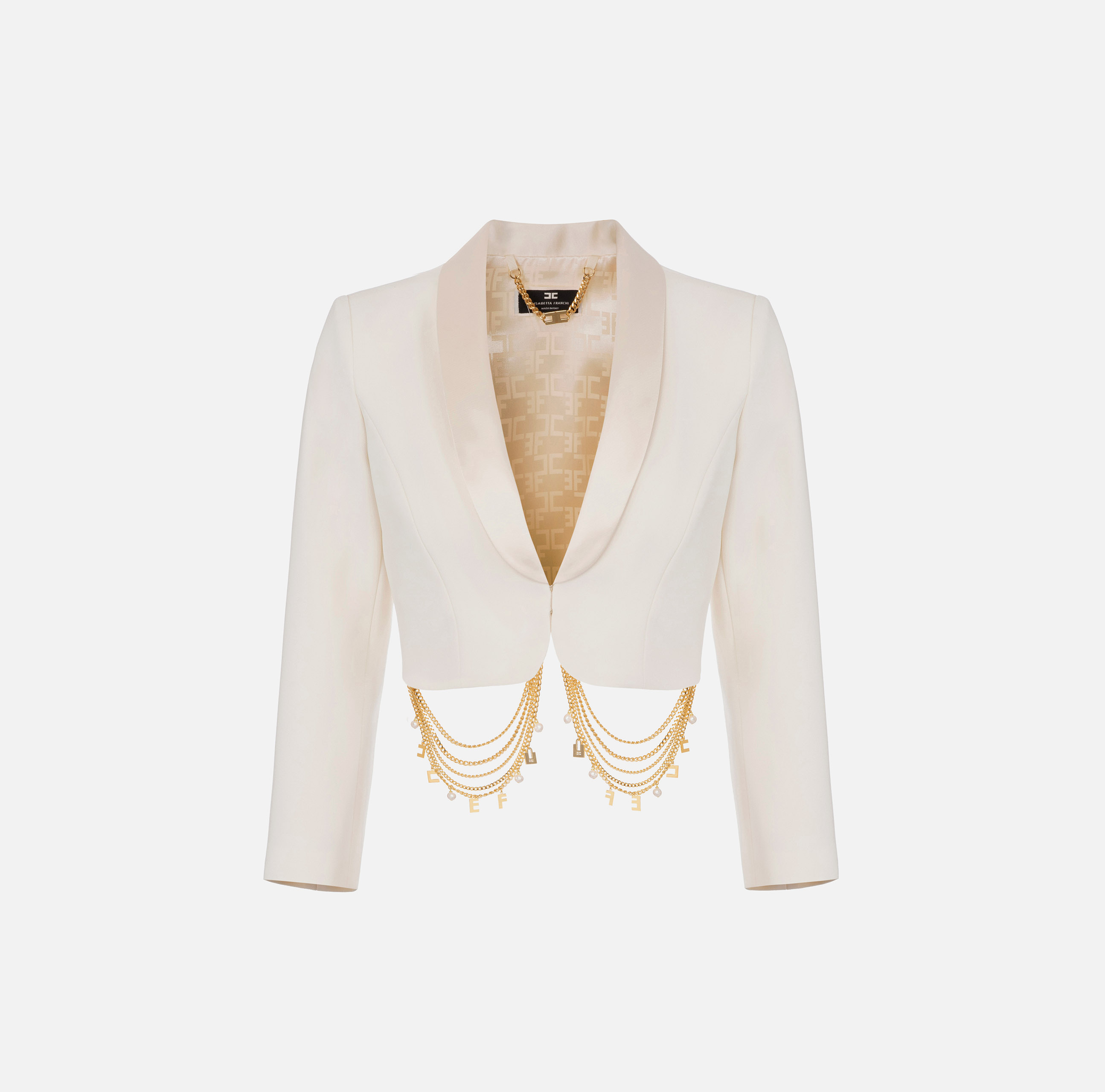 Short jacket in crêpe fabric with chains - Elisabetta Franchi