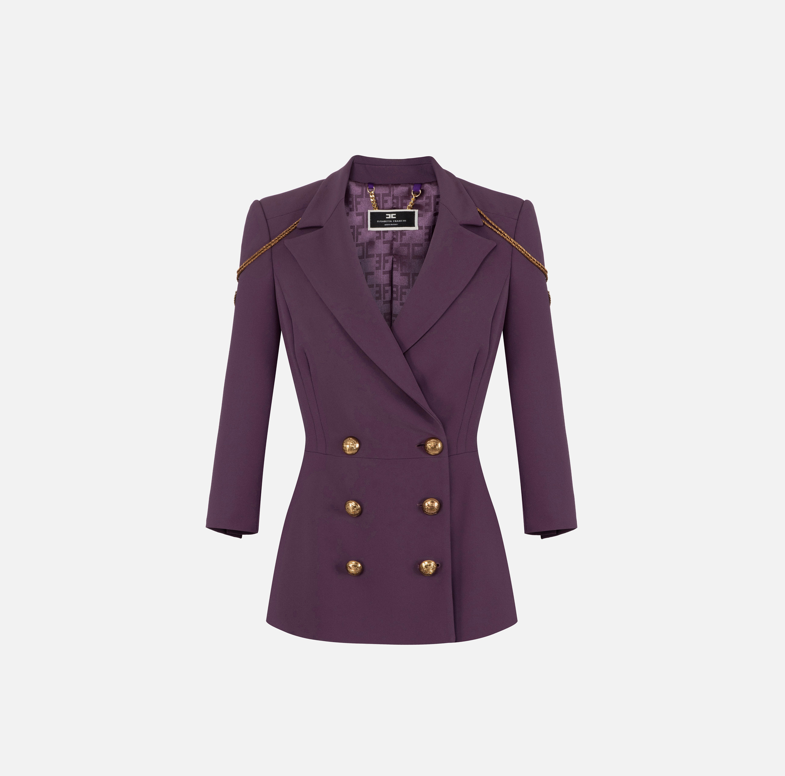 Slim fit jacket in crêpe fabric with buttons - Elisabetta Franchi
