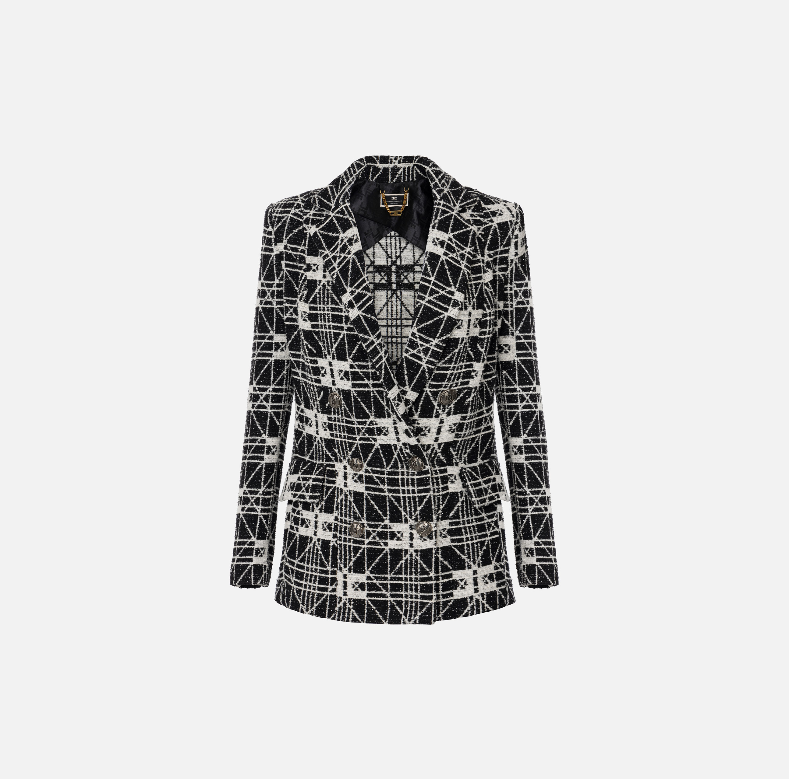 Zweireiher-Jacke aus Jacquard-Tweed - Elisabetta Franchi