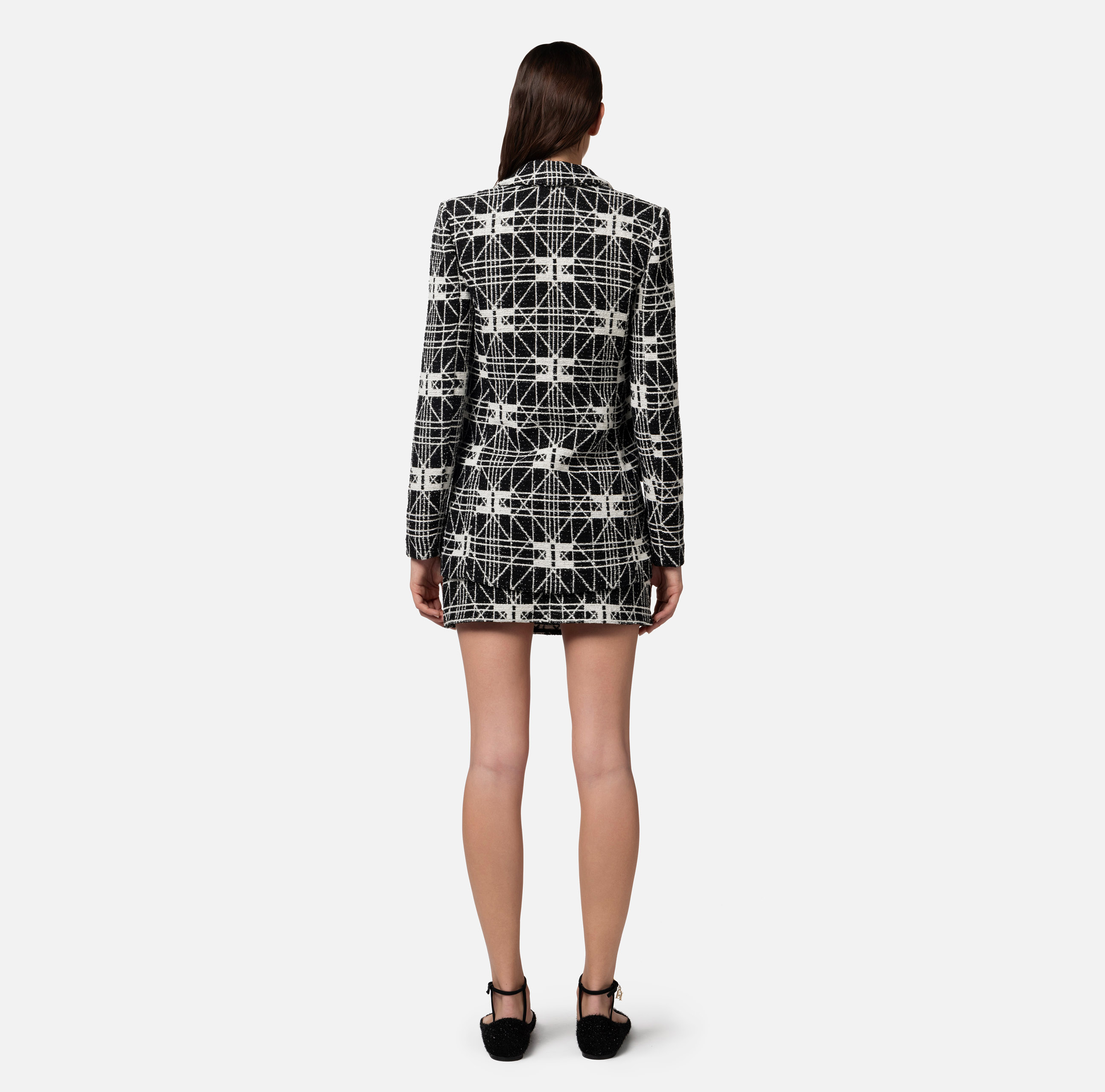 Blazer van tweed jacquardstof met dubbele rij knopen - Elisabetta Franchi