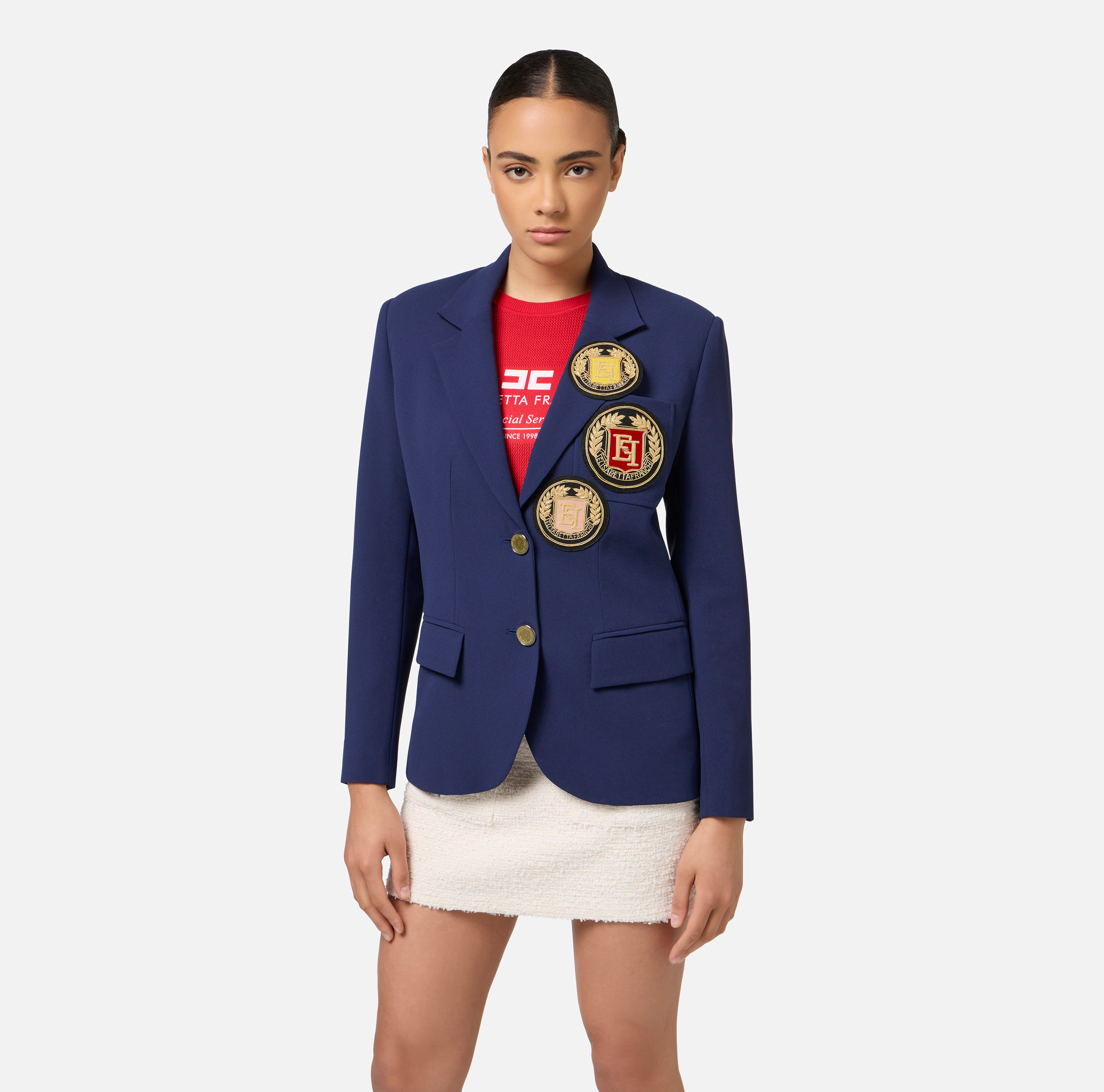 Crêpe jacket with patch - Elisabetta Franchi