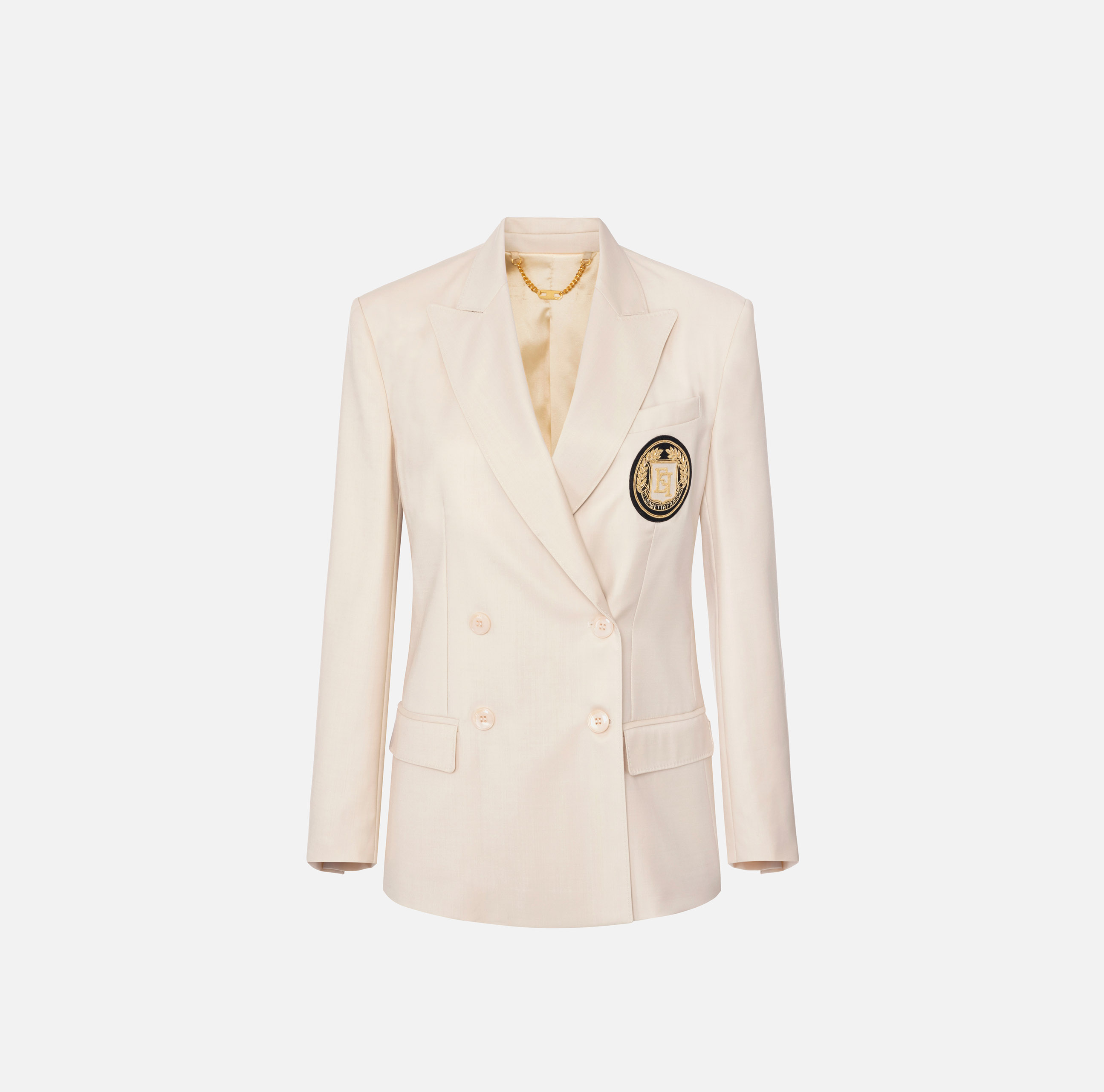 Cool wool double-breasted jacket with patch - Elisabetta Franchi