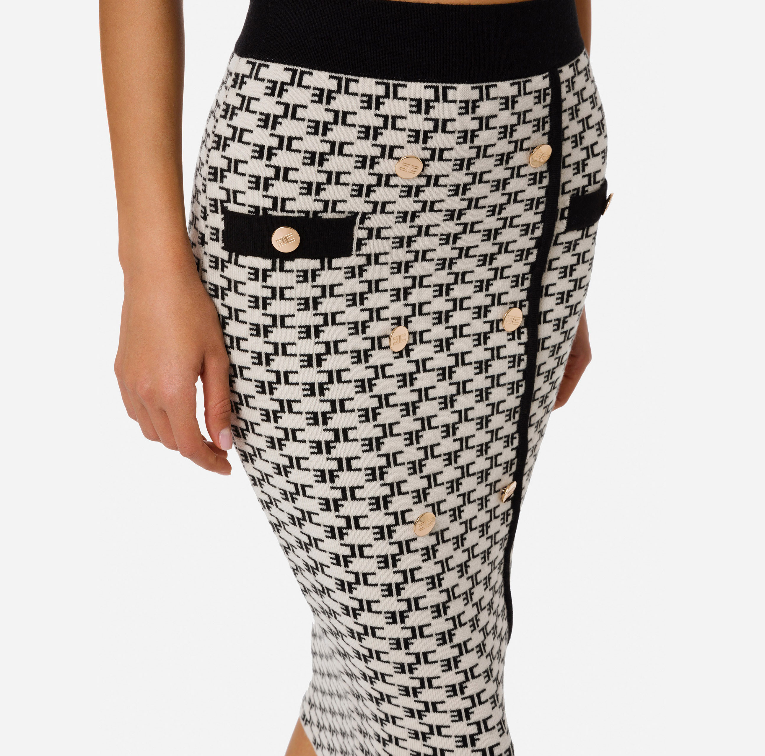Longuette In Knitted Monogram Lettering - Elisabetta Franchi