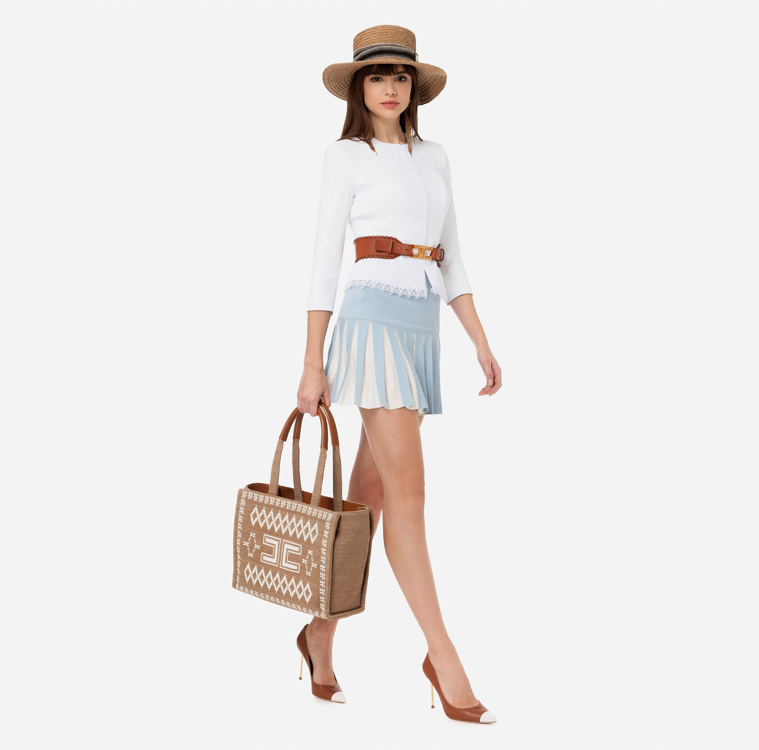 Miniskirt with two-tone pleats - Elisabetta Franchi