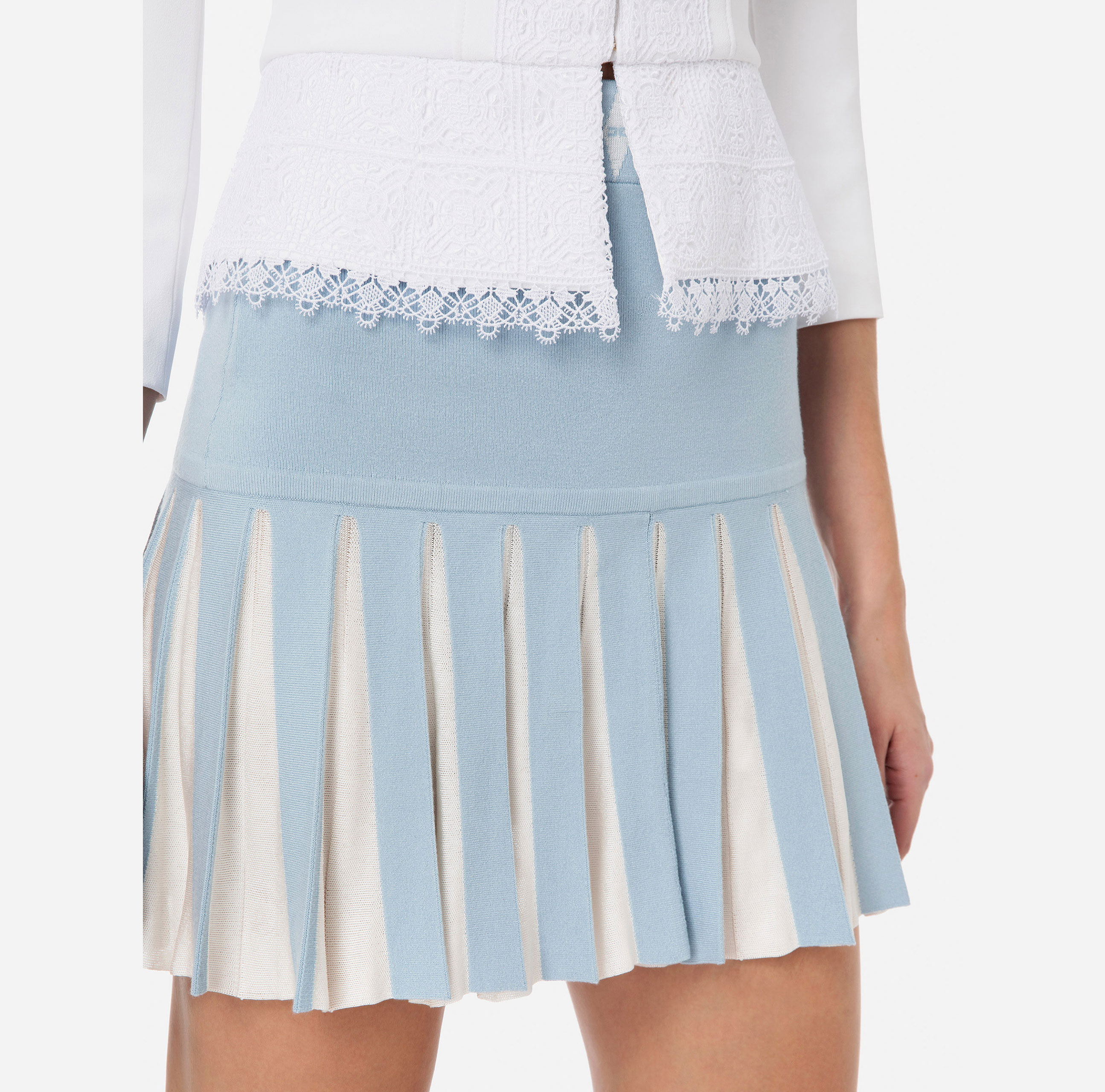 Miniskirt with two-tone pleats - Elisabetta Franchi