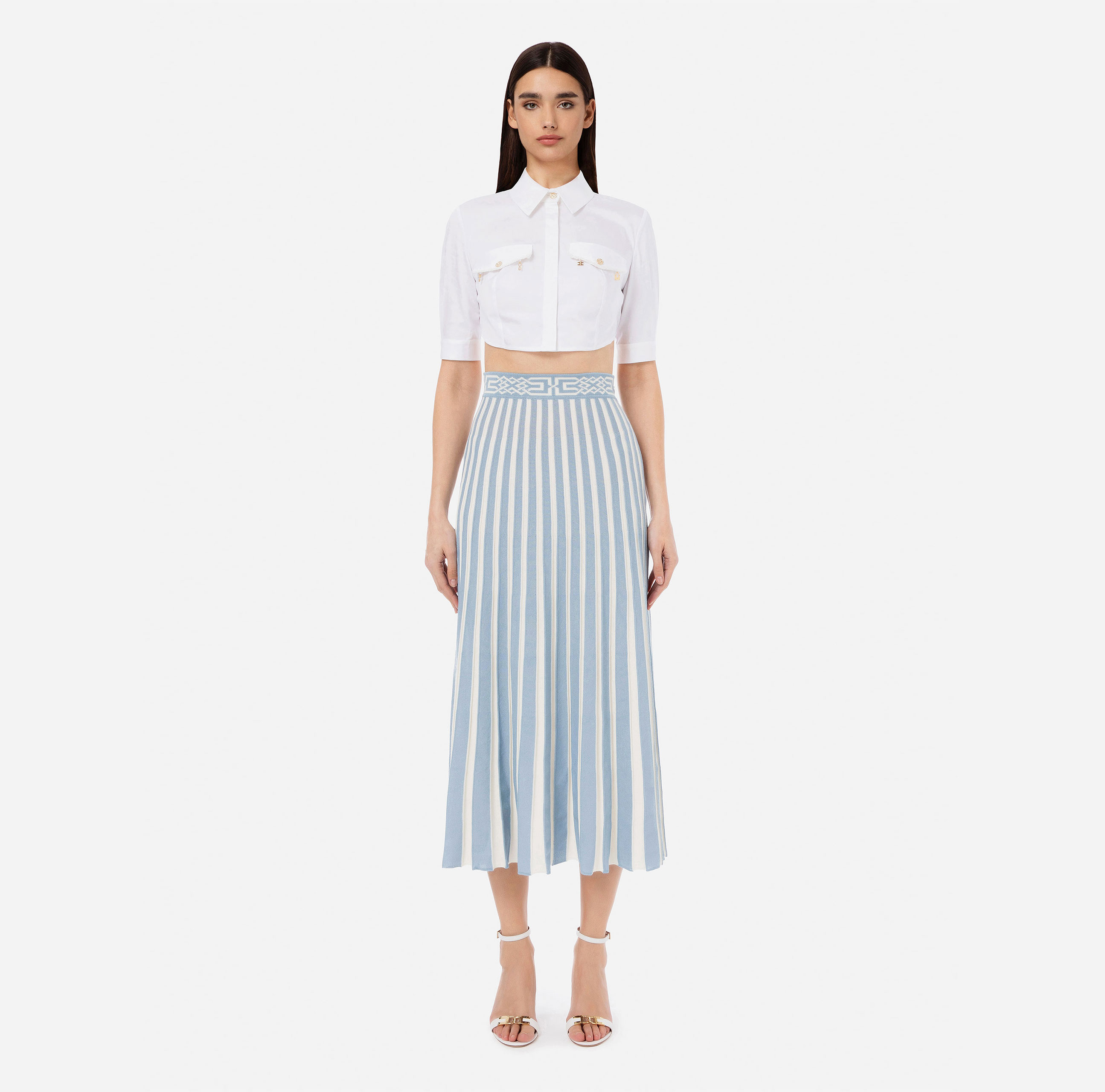 Midi skirt with two-tone pleats - Elisabetta Franchi