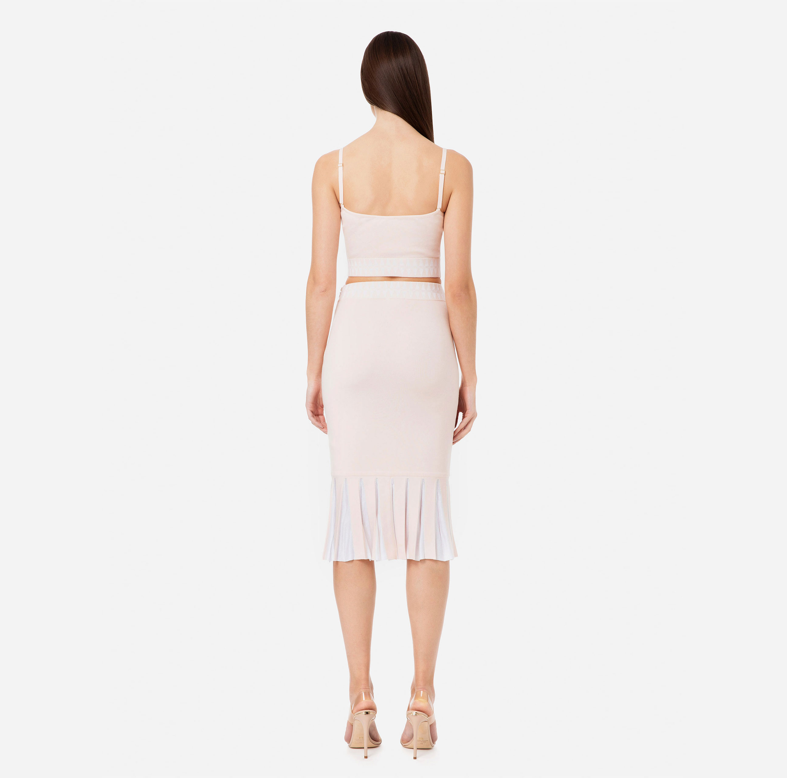 Two-tone pleated calf-length skirt - Elisabetta Franchi