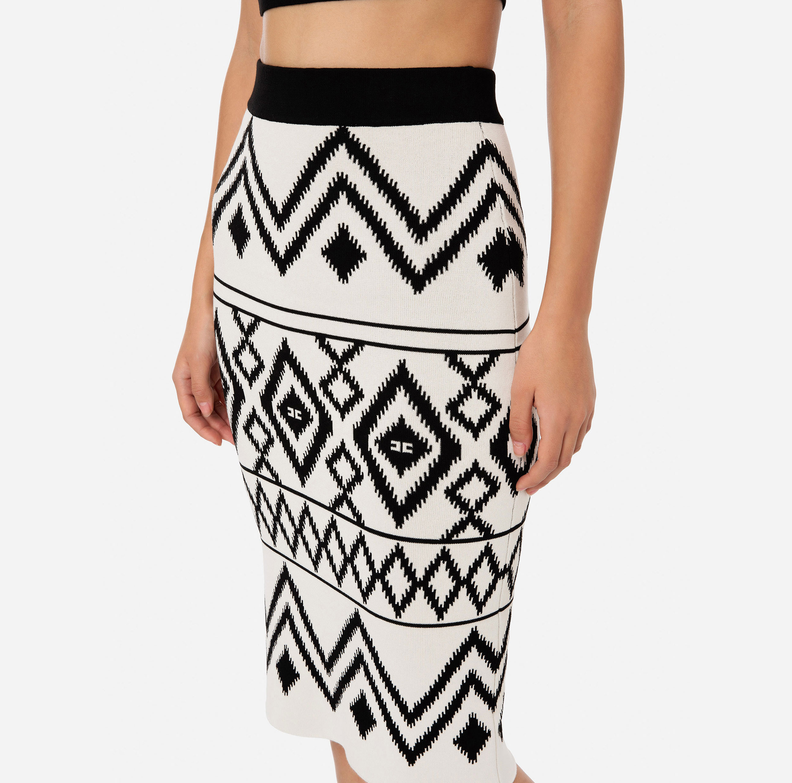 Calf-length skirt with rhombus design - Elisabetta Franchi