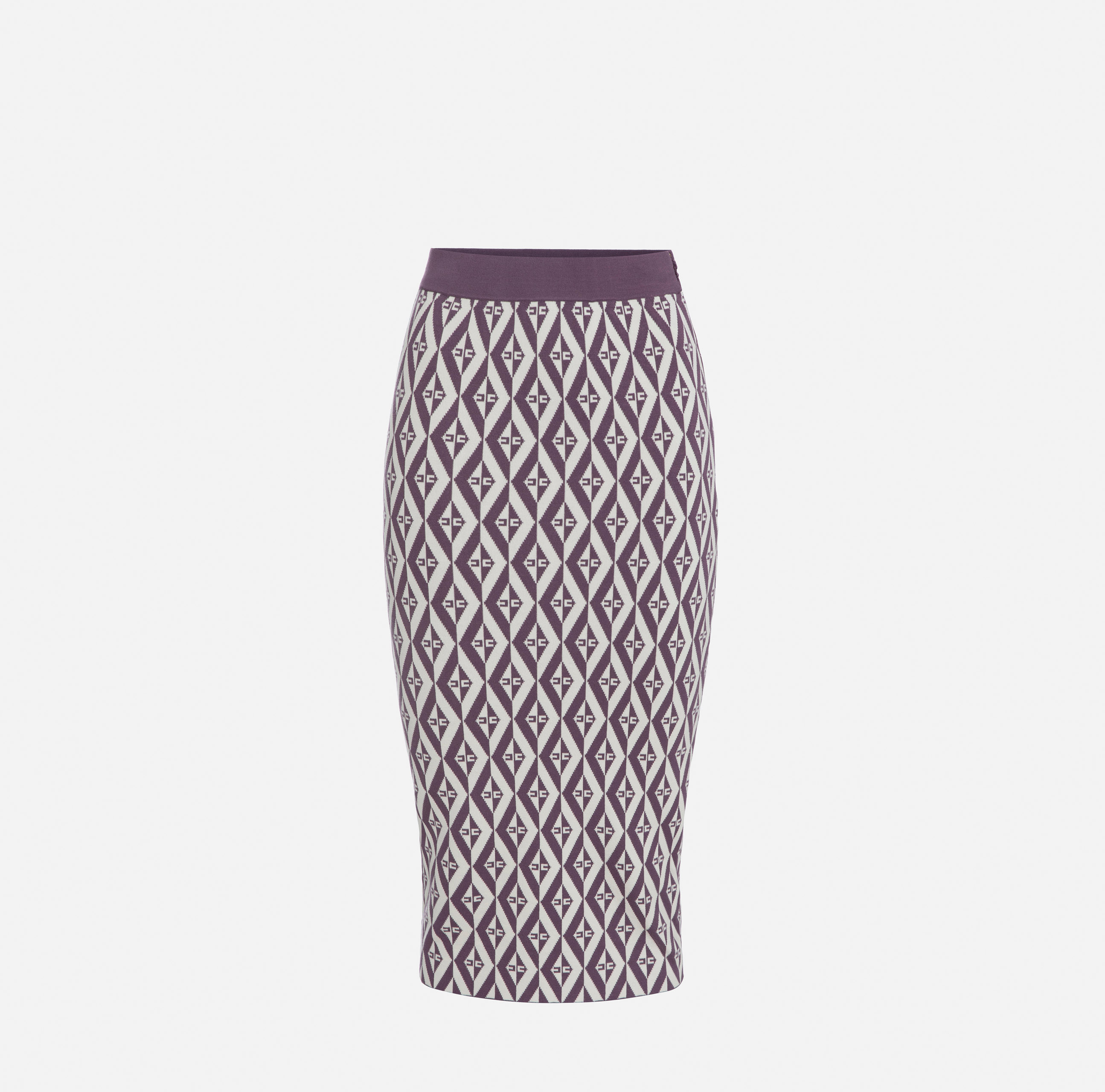 Knit calf-length skirt with diamond print - Elisabetta Franchi