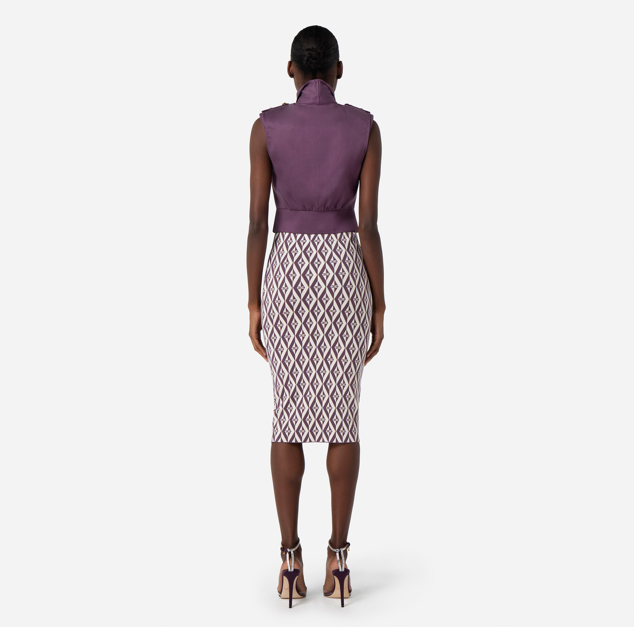 Knit calf-length skirt with diamond print - Elisabetta Franchi