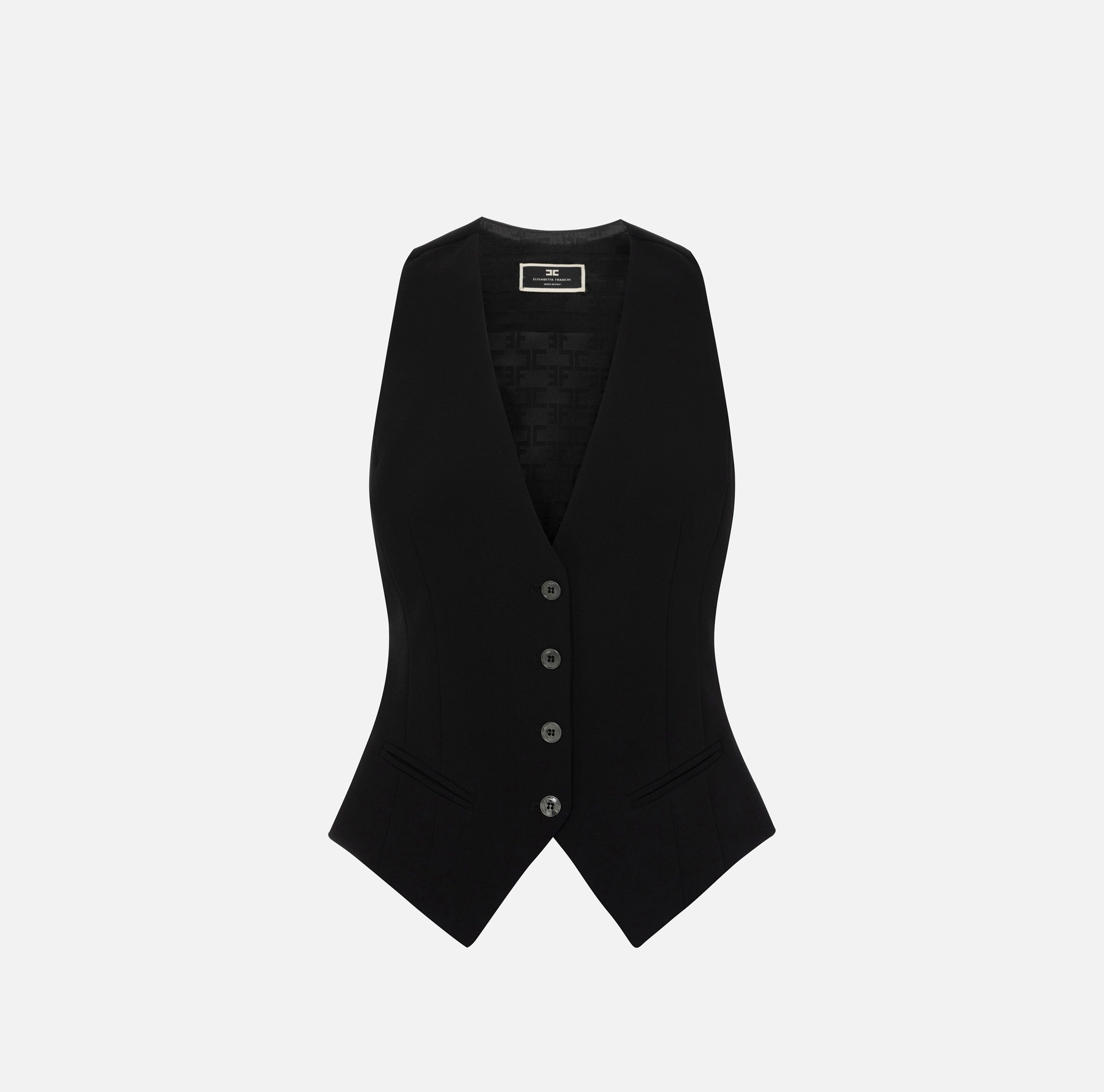 Waistcoat in crêpe fabric with logo embroidery - Elisabetta Franchi