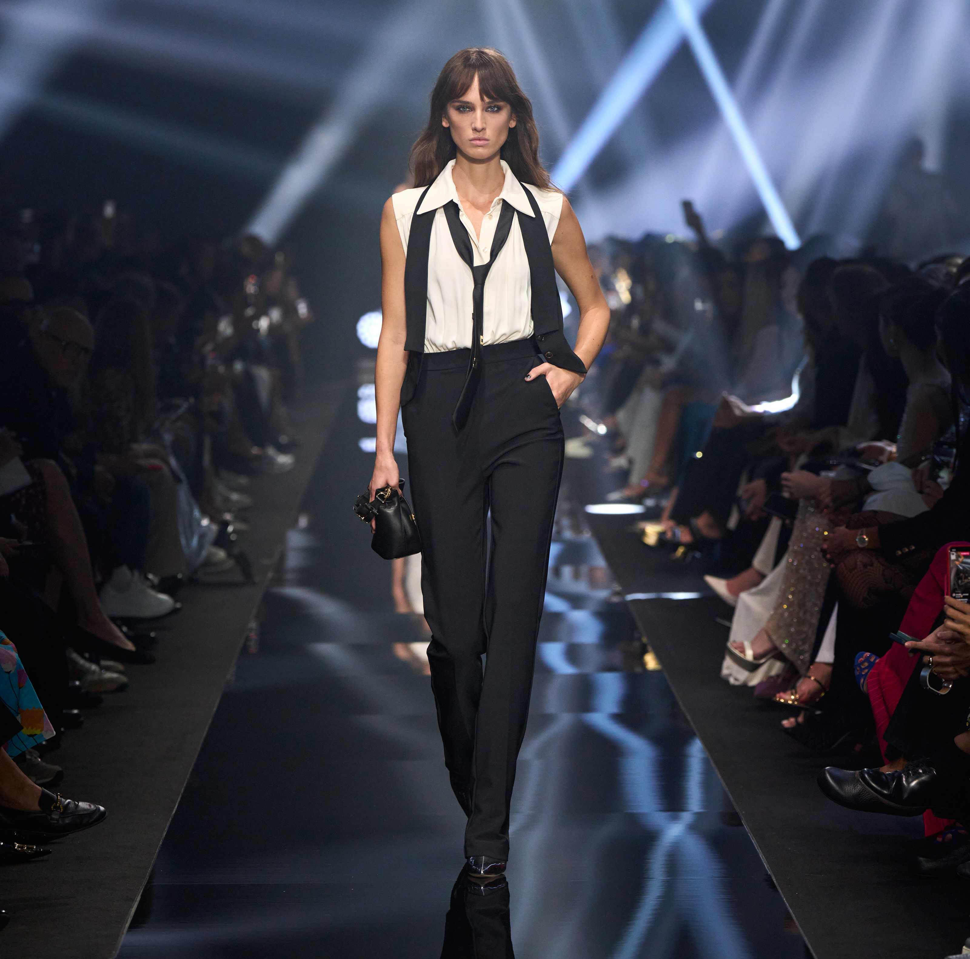 Satin tuxedo waistcoat with sash belt - Elisabetta Franchi