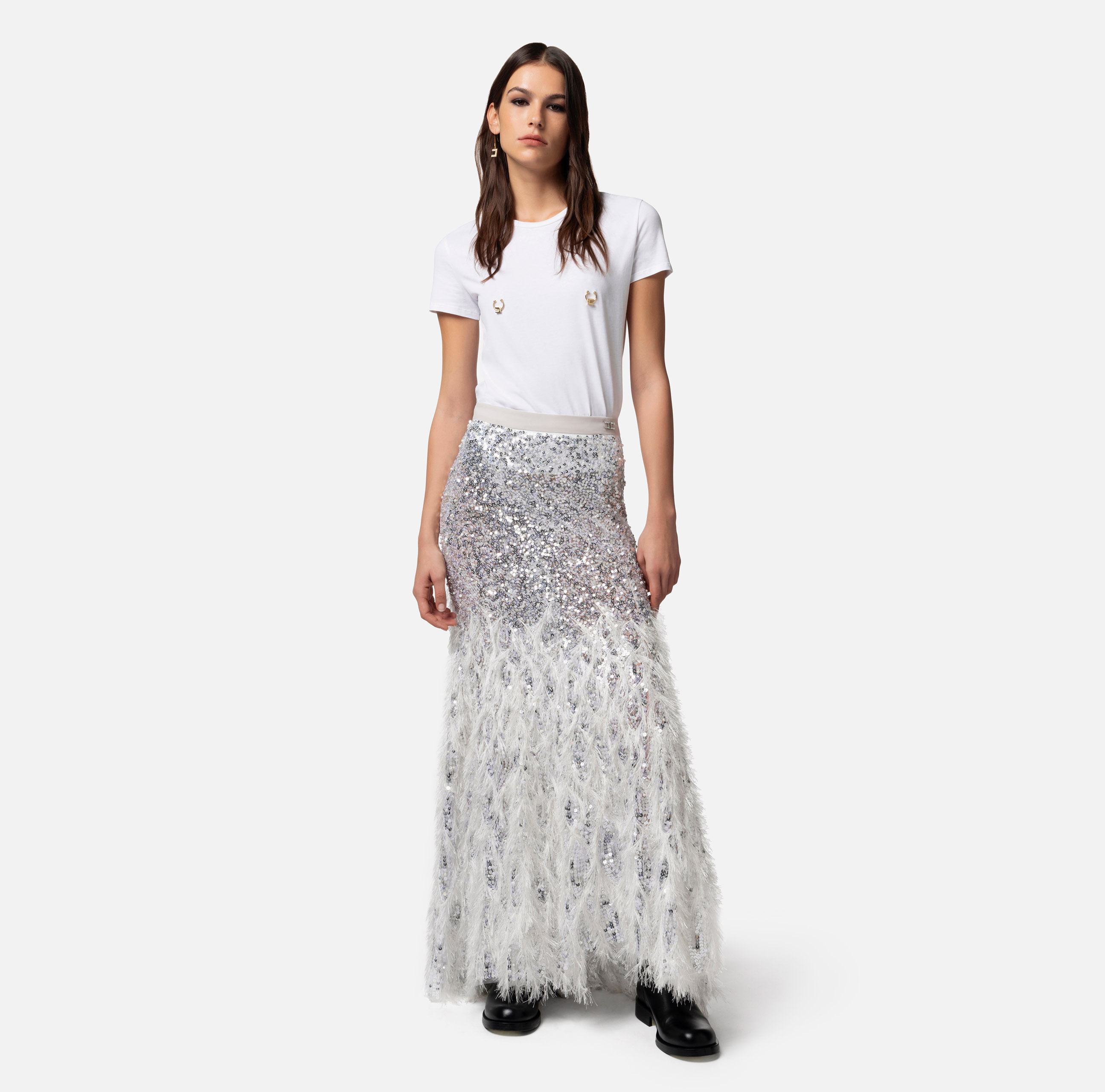 Длинная юбка из тюля с вышивкой - Elisabetta Franchi