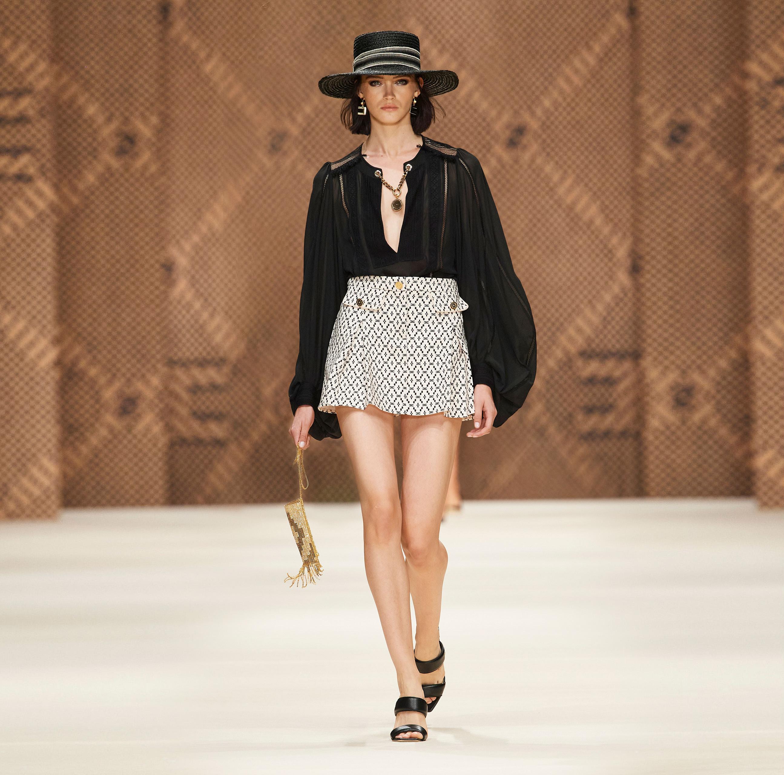 Double layer crêpe miniskirt with diamond pattern - Elisabetta Franchi