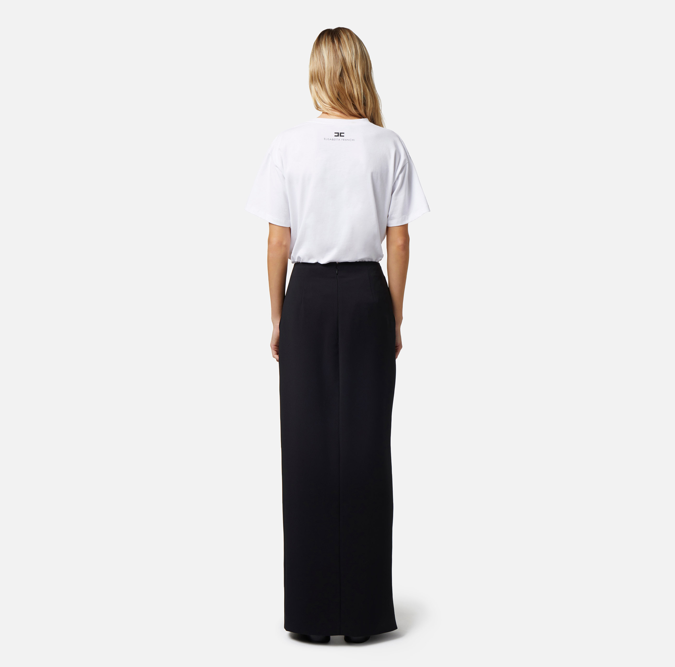Long skirt in lightweight crêpe fabric with side slit - Elisabetta Franchi