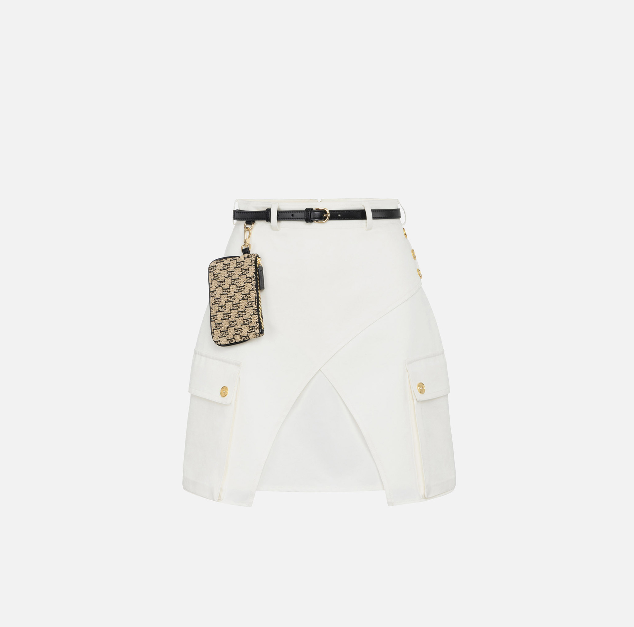 Spódnica mini z bawełny w stylu użytkowym - ABBIGLIAMENTO - Elisabetta Franchi