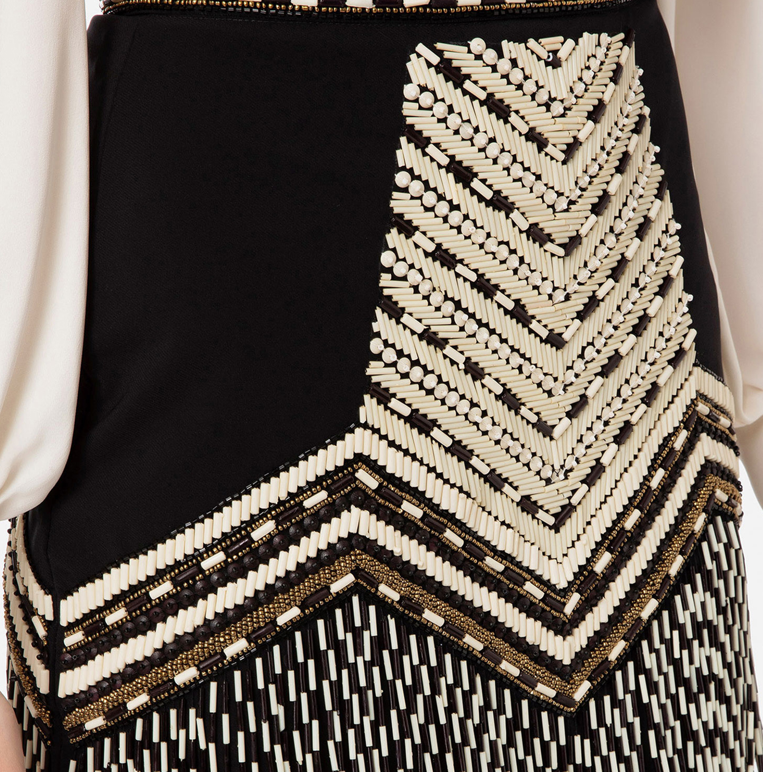 Two-tone ethnic embroidery miniskirt - Elisabetta Franchi