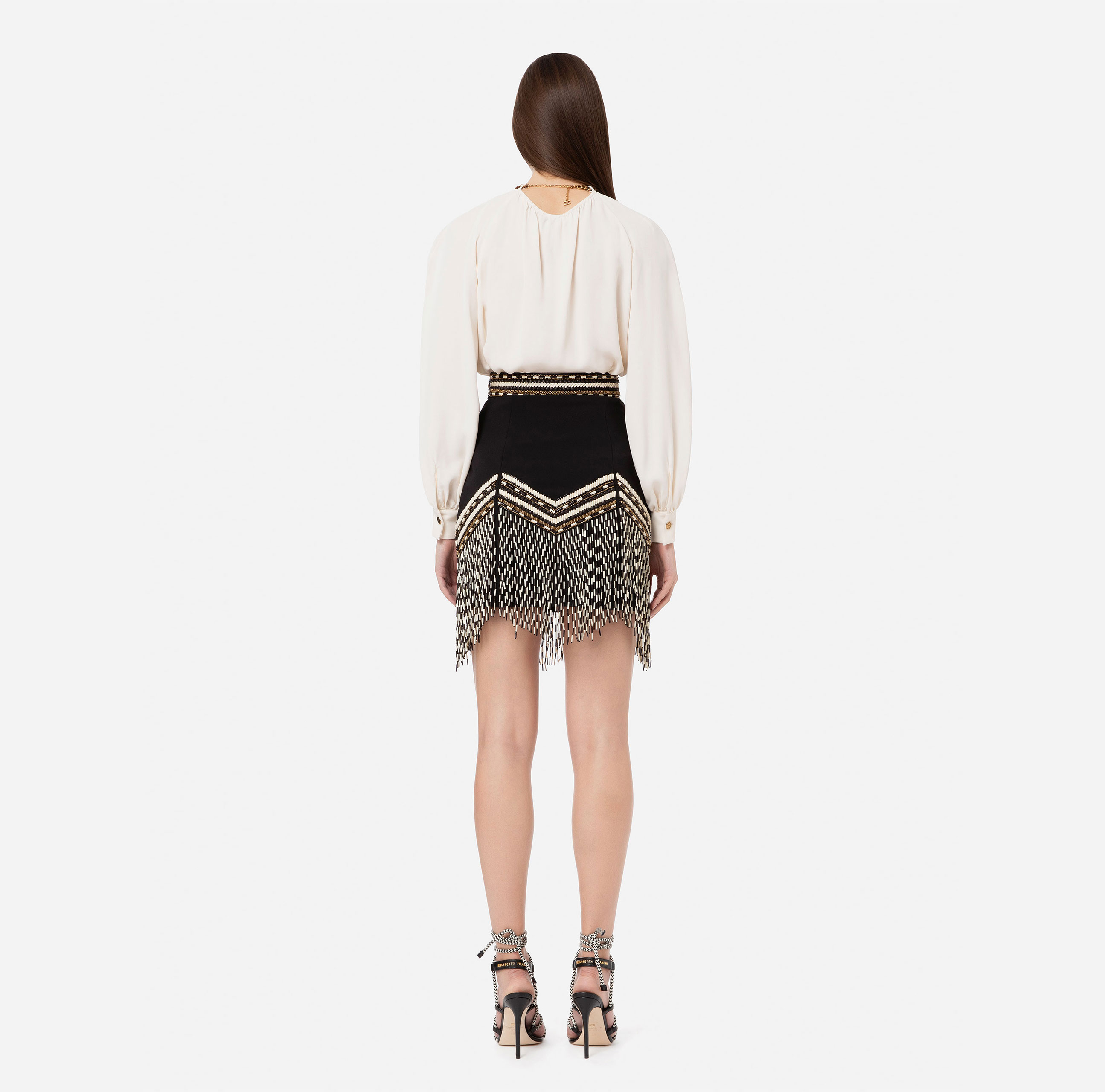 Two-tone ethnic embroidery miniskirt - Elisabetta Franchi