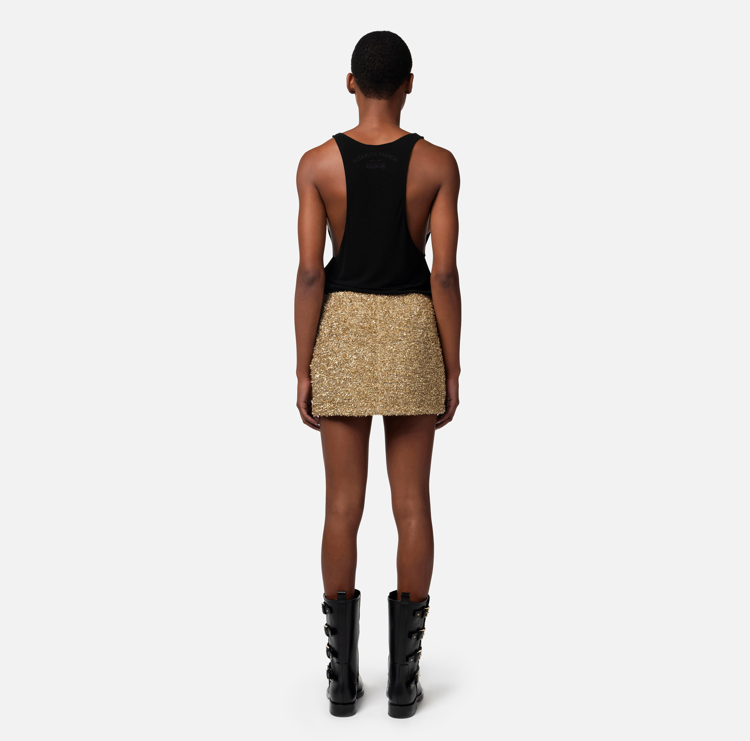 Spódnica mini z tweedu z lureksem - Elisabetta Franchi