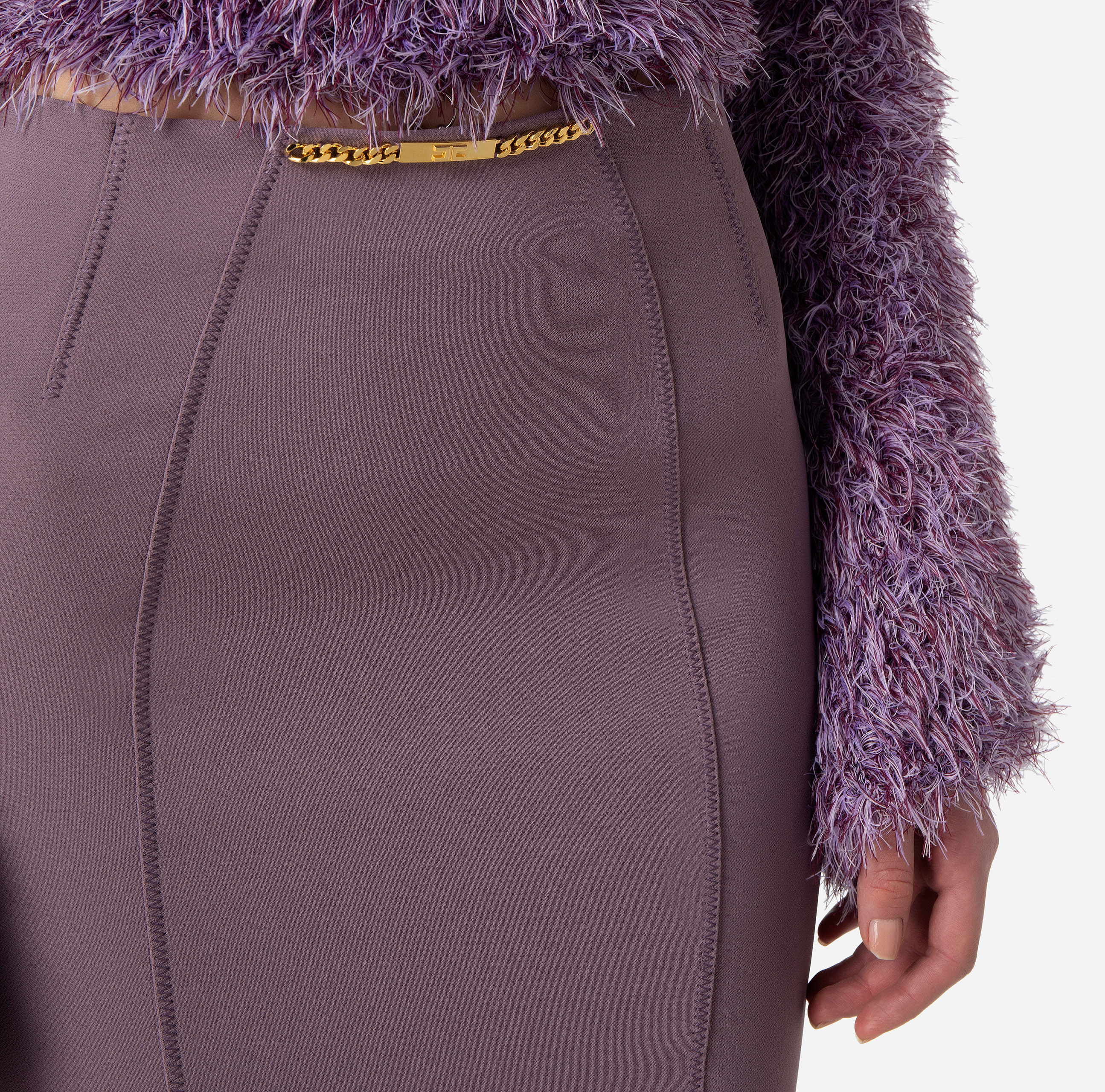 Calf-length skirt in crêpe fabric - Elisabetta Franchi