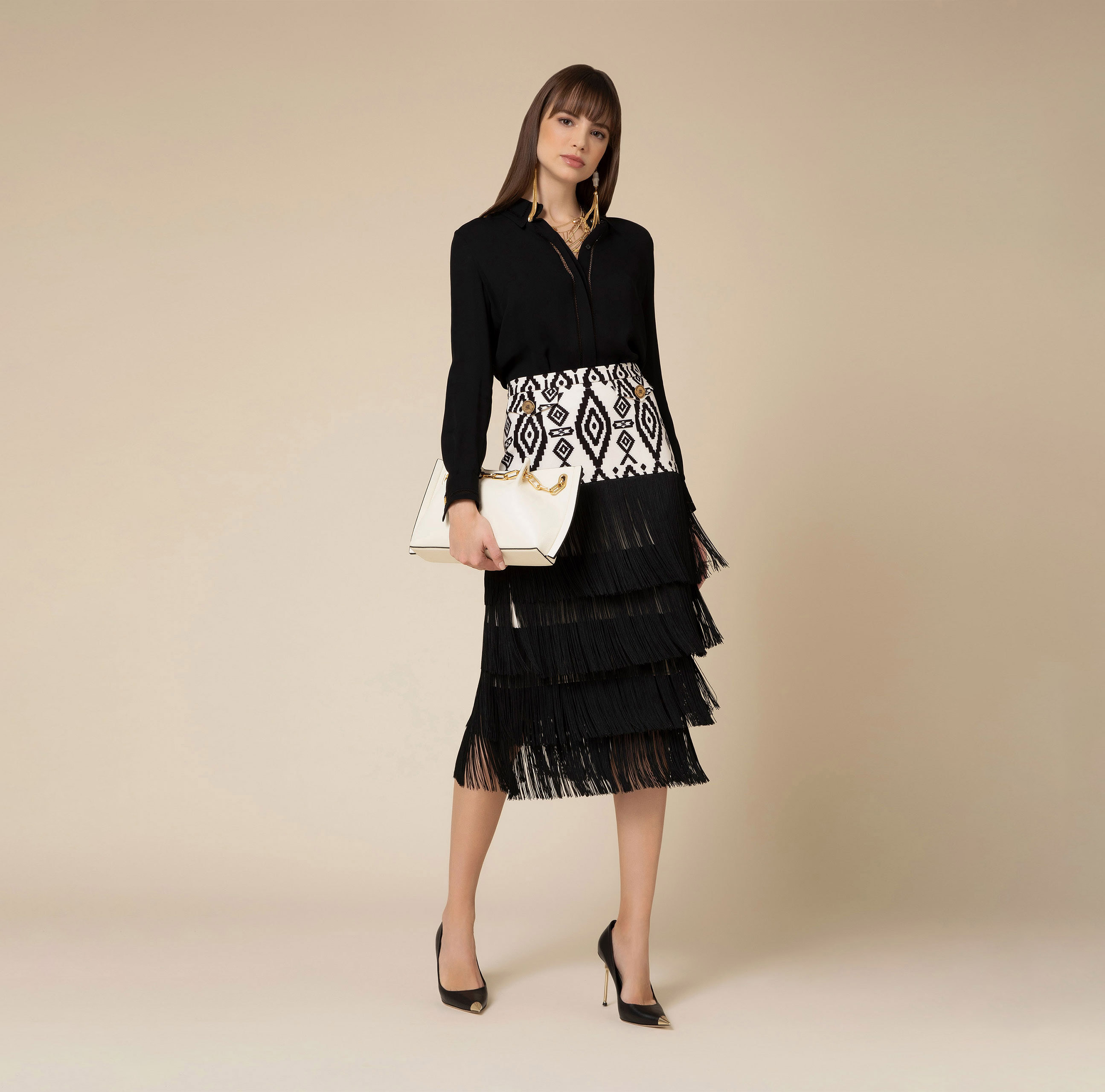 Ethnic print calf-length skirt - Elisabetta Franchi