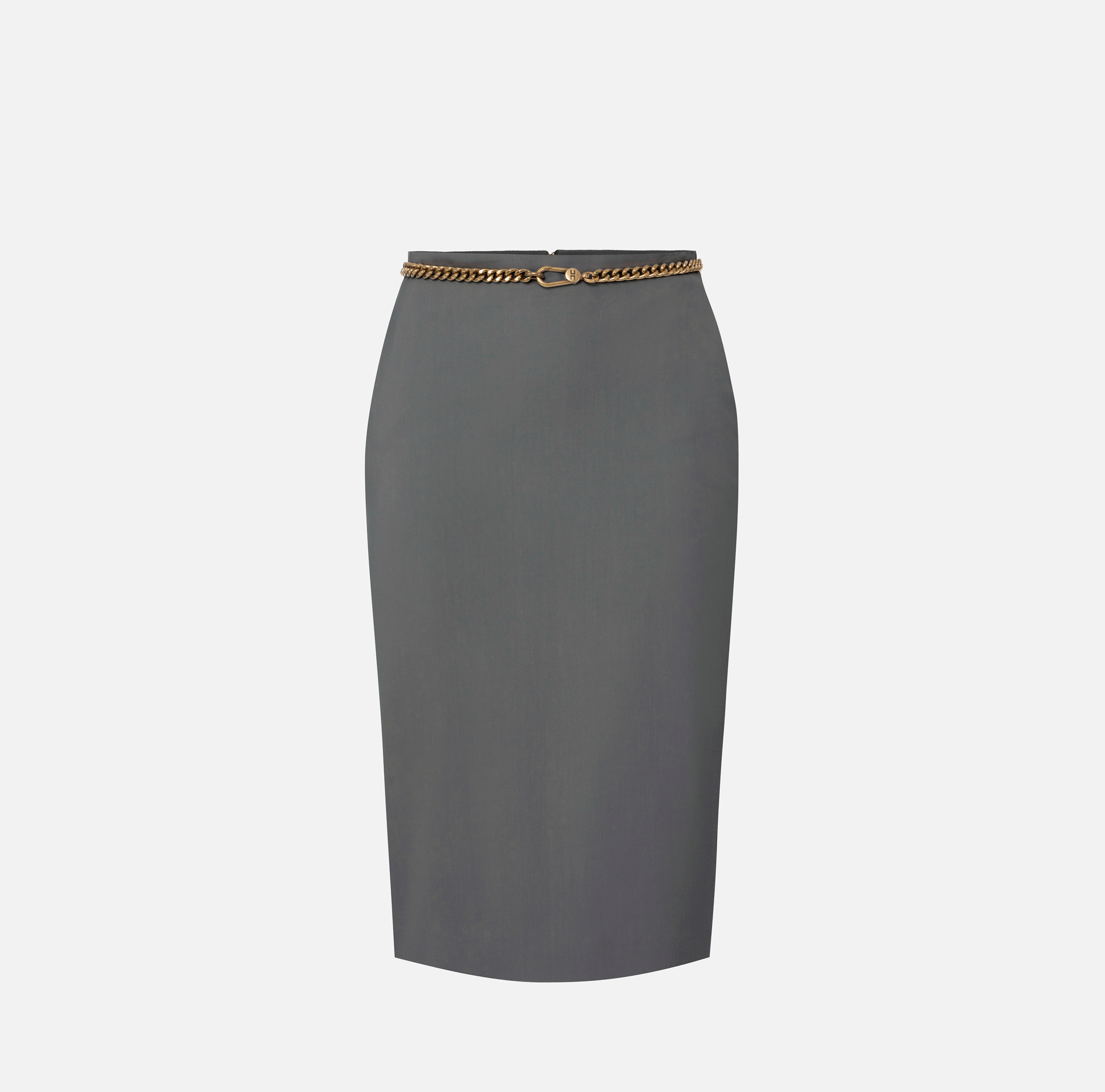 Viscose gabardine midi skirt with belt - Elisabetta Franchi