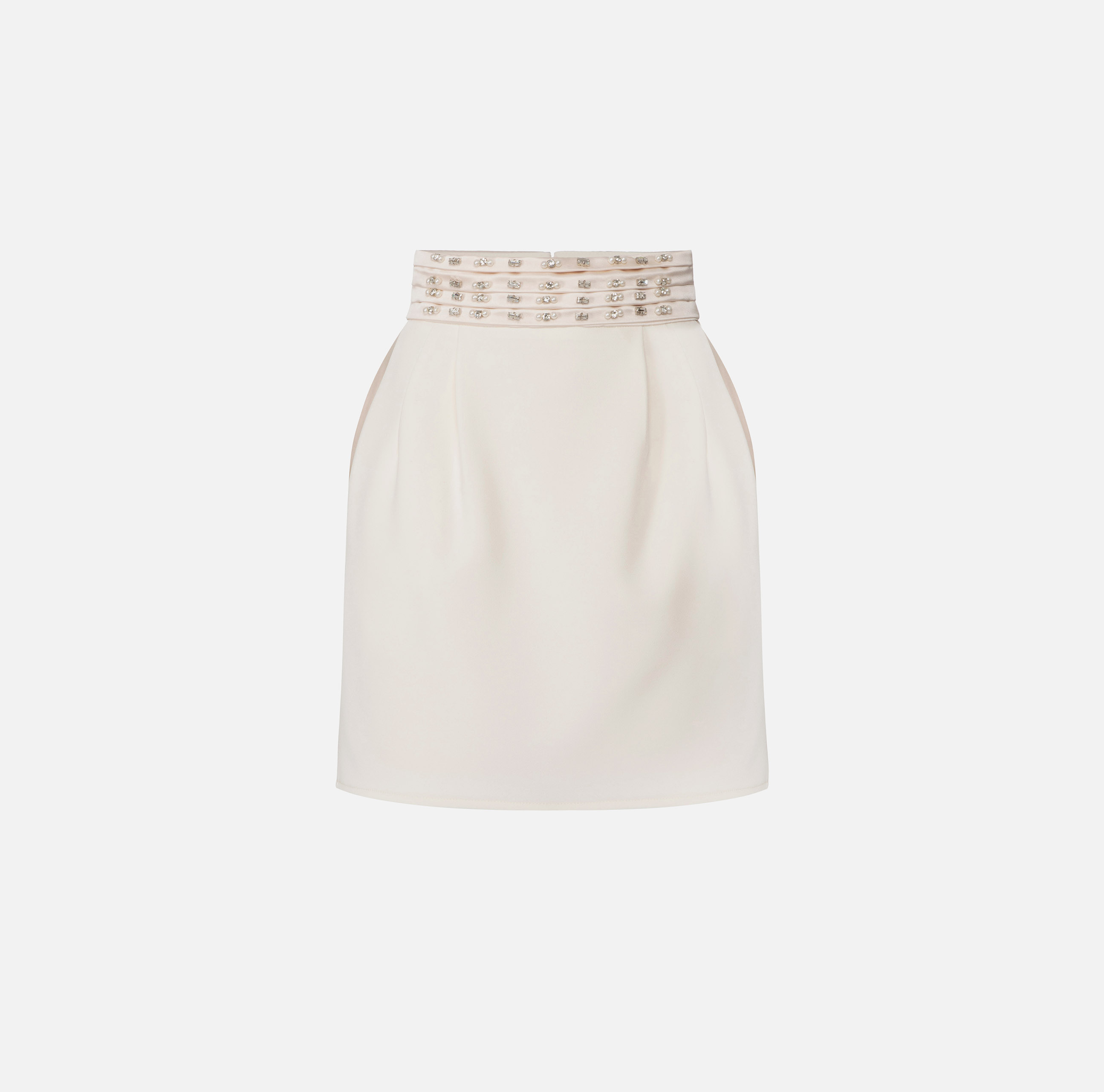 Crêpe miniskirt with embroidered waistband - Elisabetta Franchi