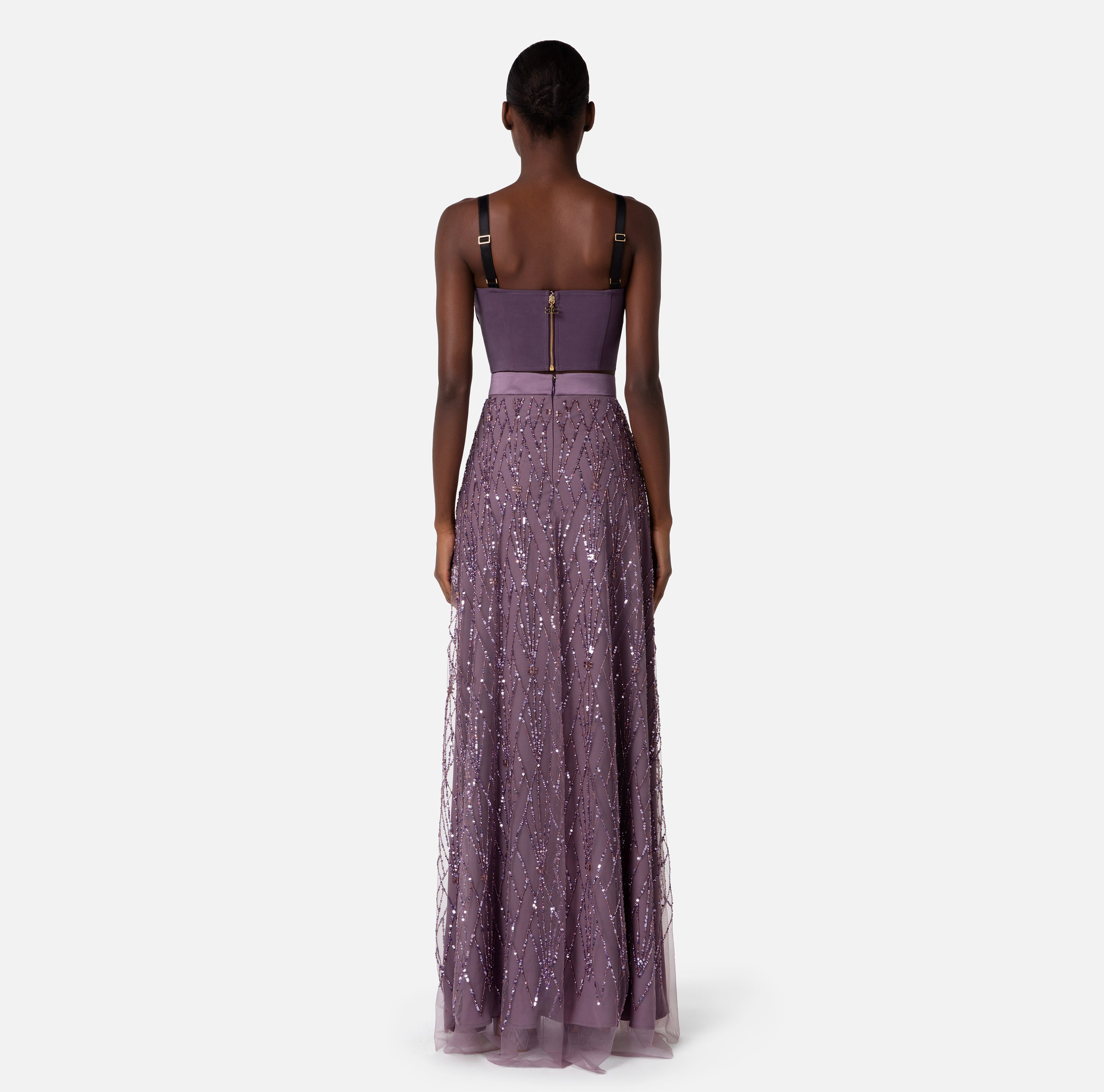 Long skirt in tulle fabric with sequins - Elisabetta Franchi