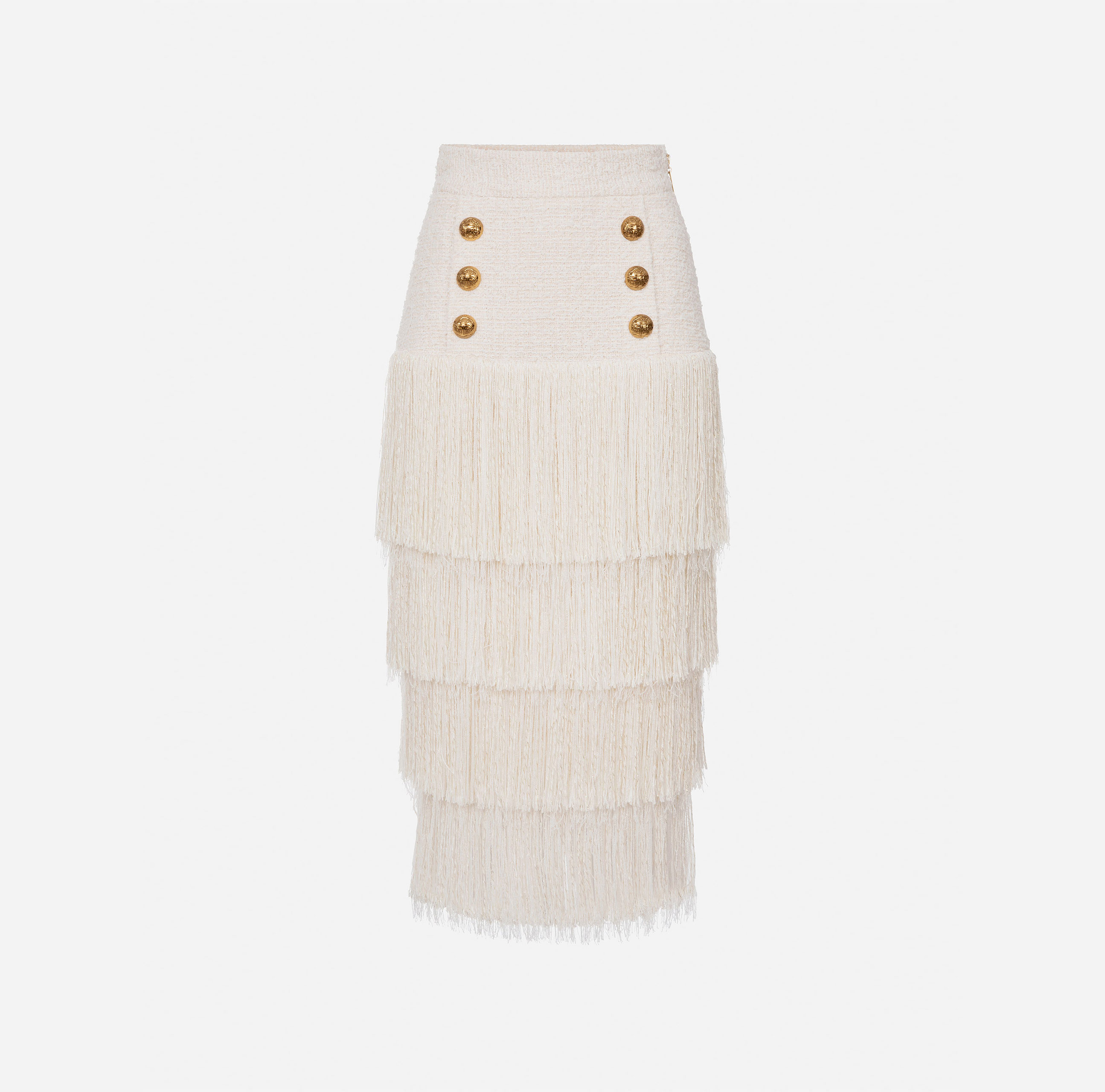 Fringed tweed calf-length skirt - Elisabetta Franchi