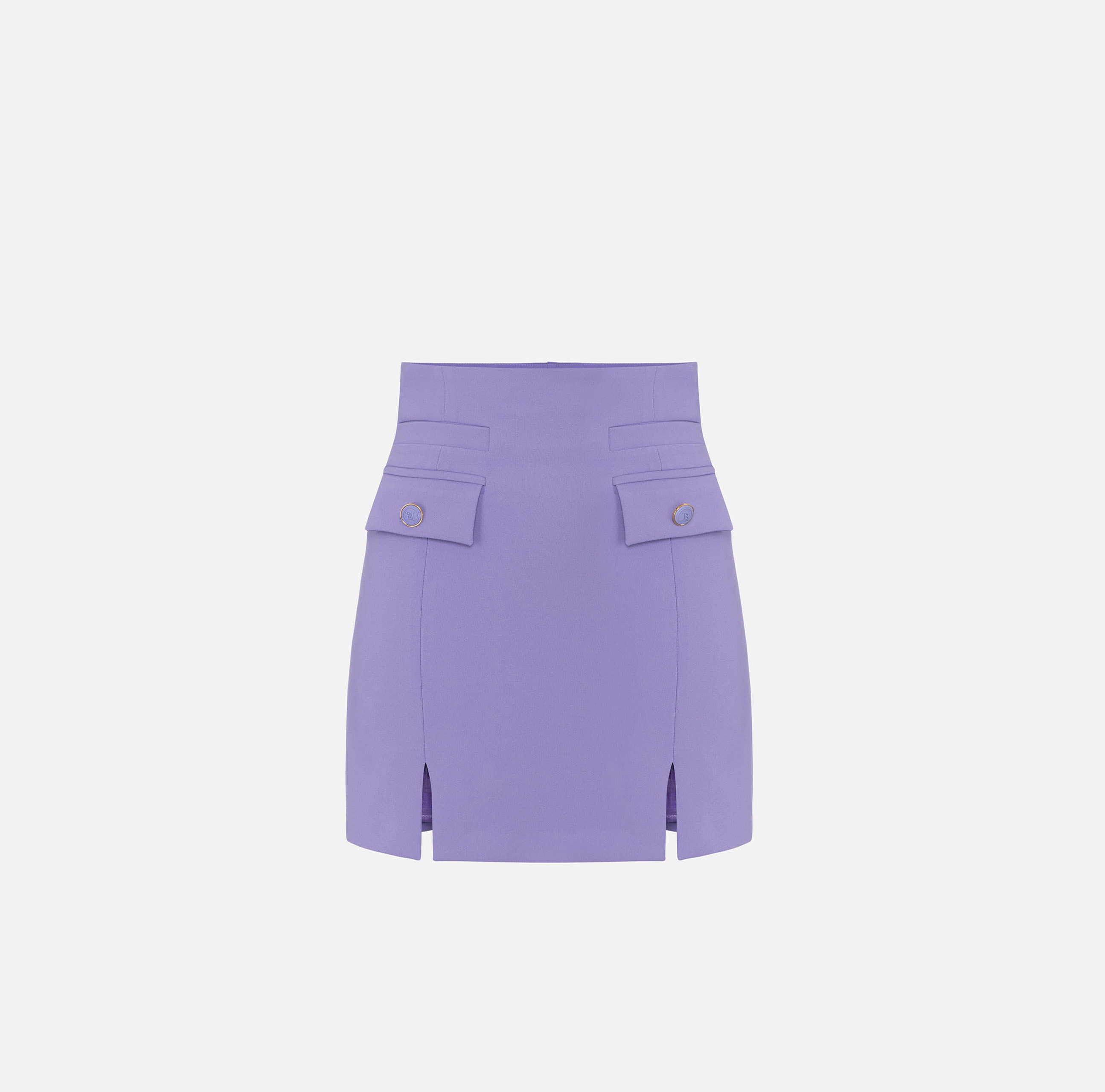 Crêpe miniskirt with high waist and flaps - Elisabetta Franchi