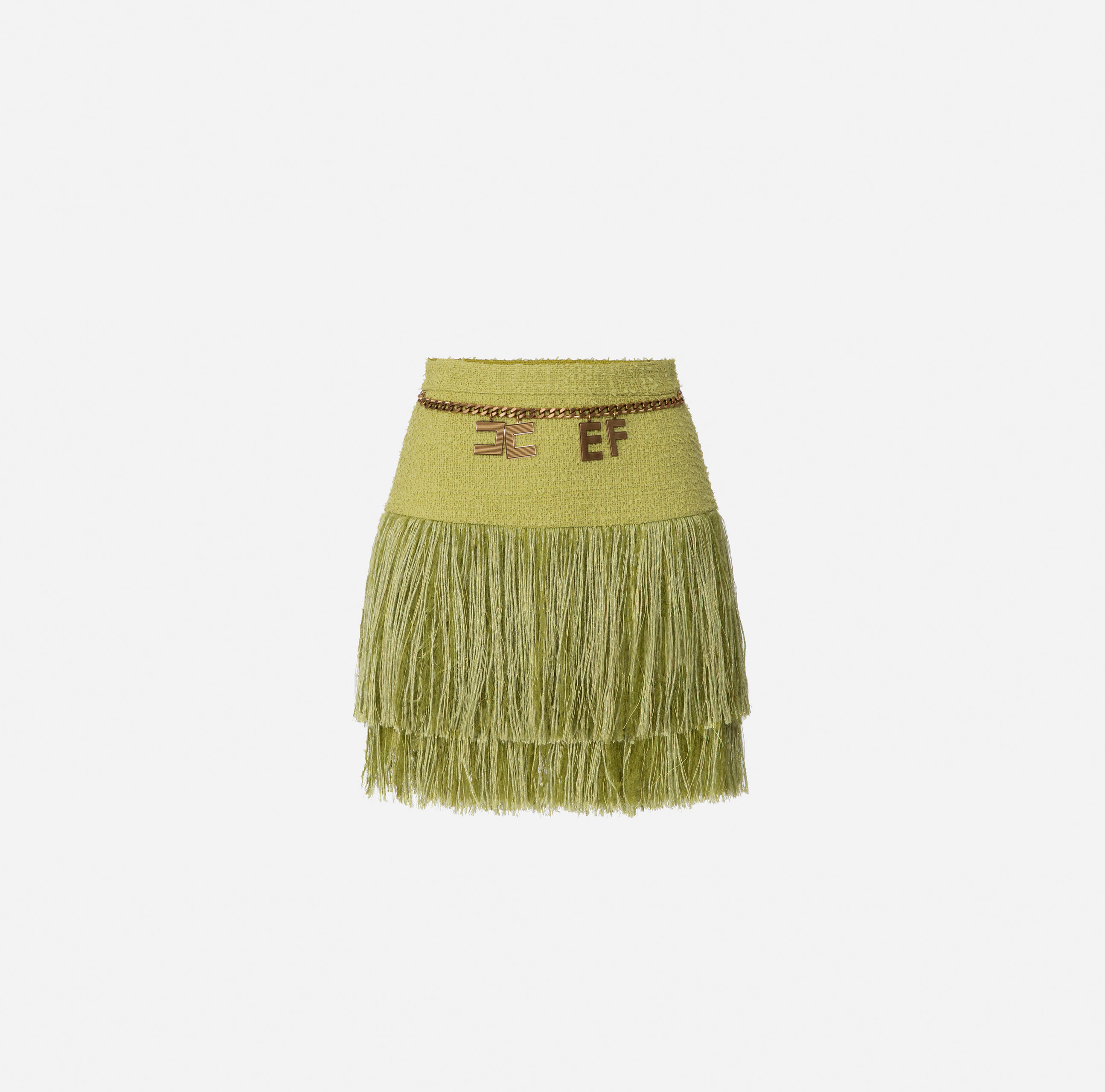 Tweed miniskirt with fringes - ABBIGLIAMENTO - Elisabetta Franchi