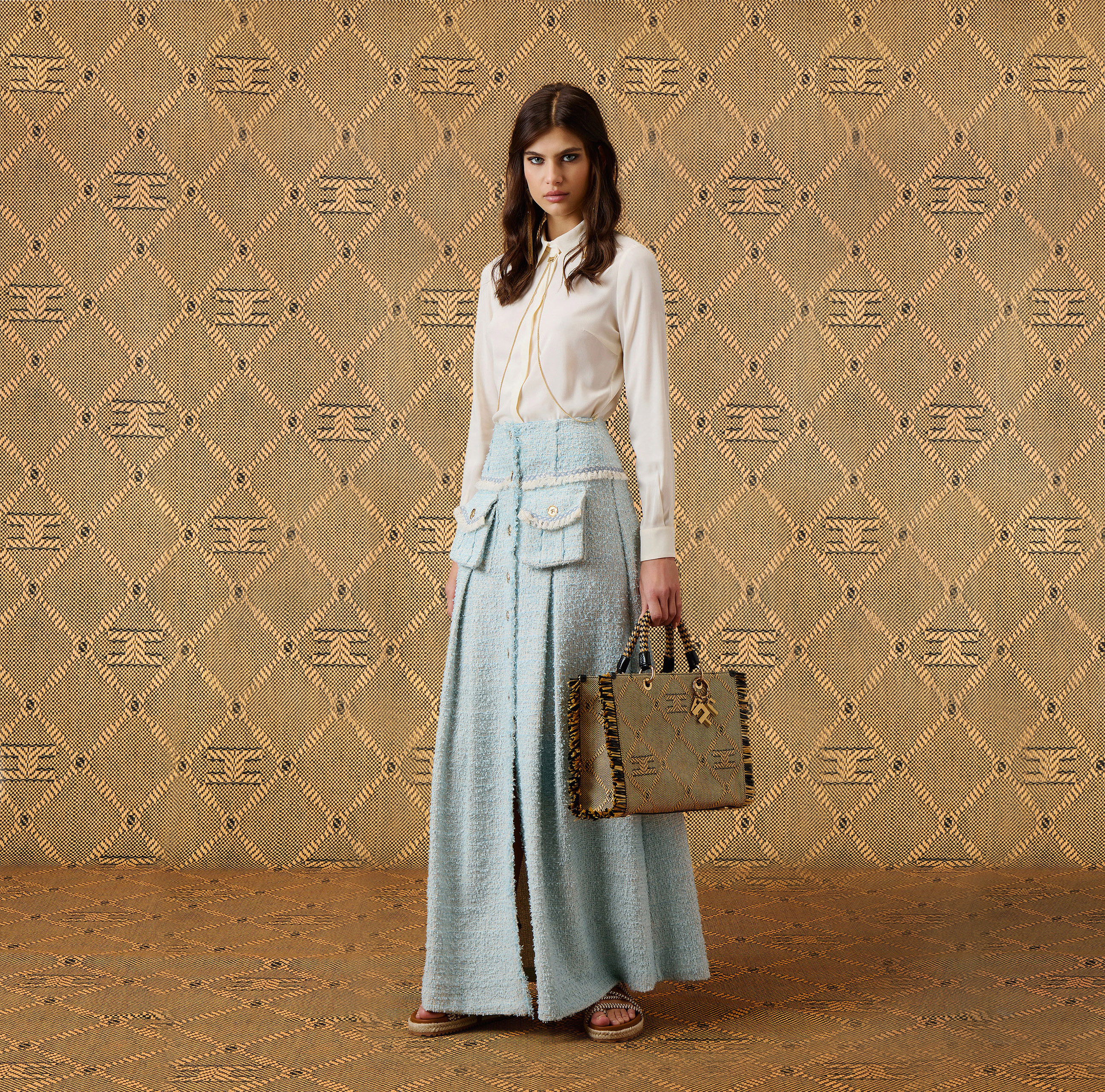 Frayed tweed long skirt - Elisabetta Franchi
