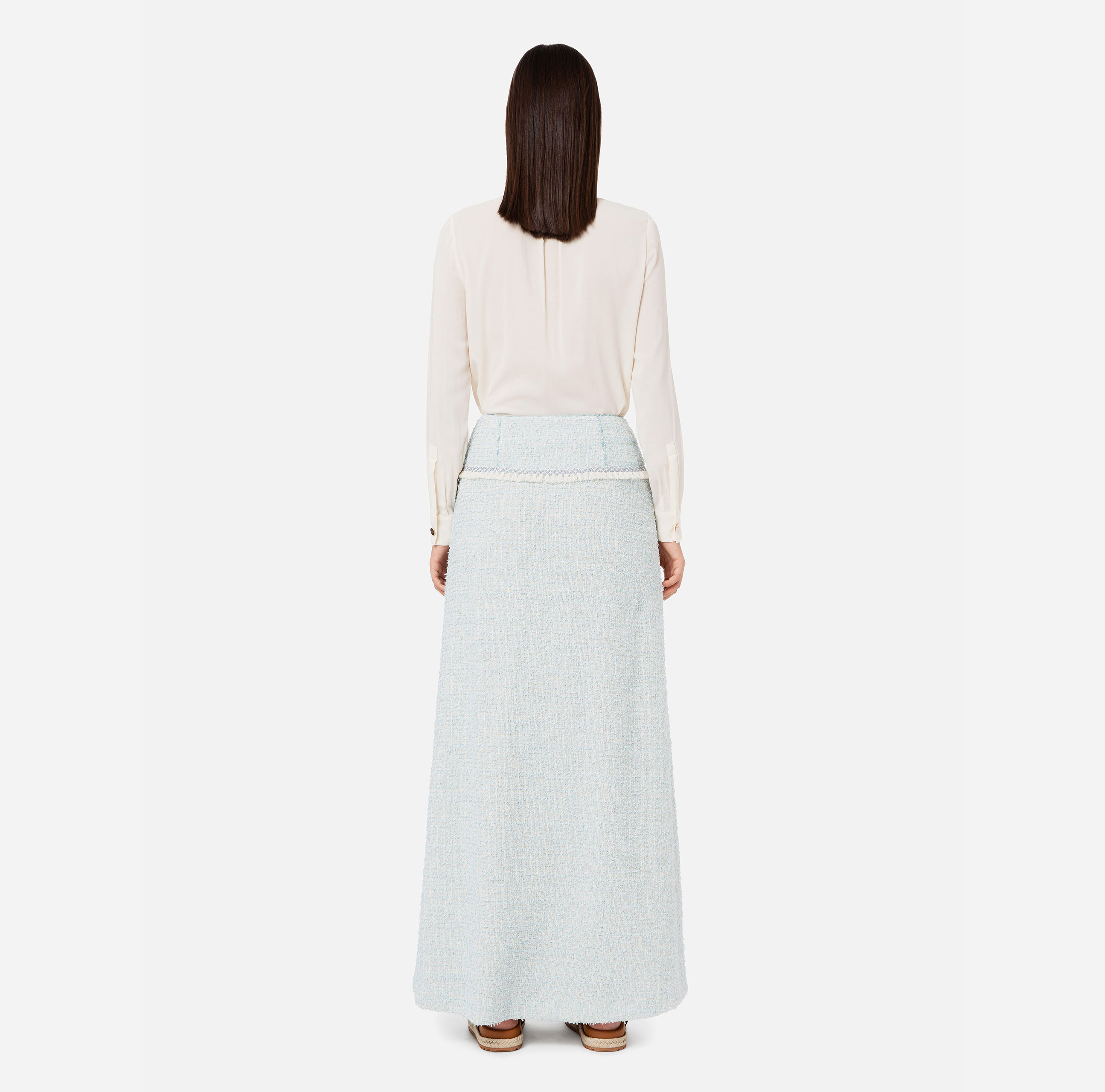 Frayed tweed long skirt - Elisabetta Franchi