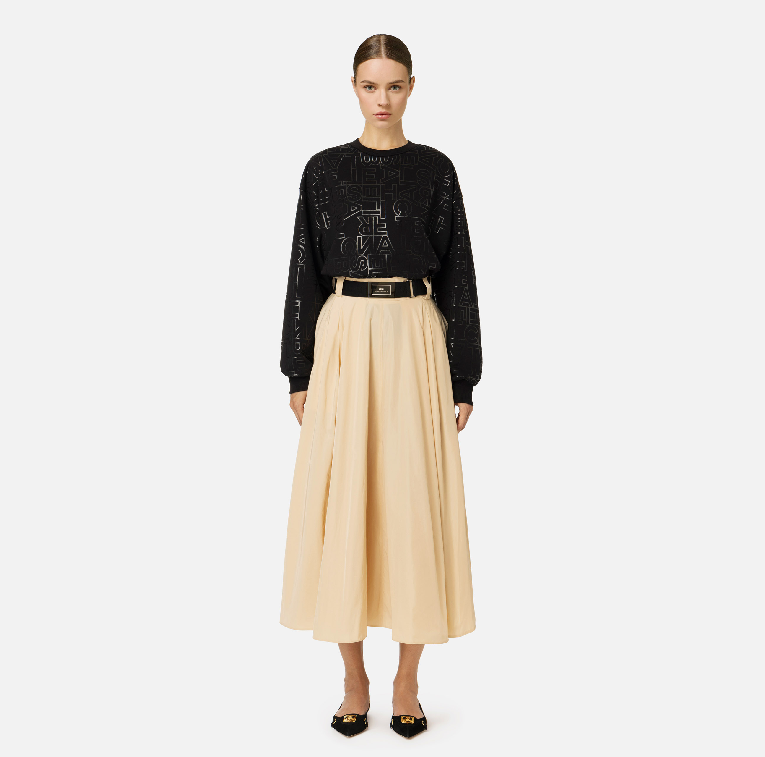 Circle skirt in lightweight technical nylon - Elisabetta Franchi