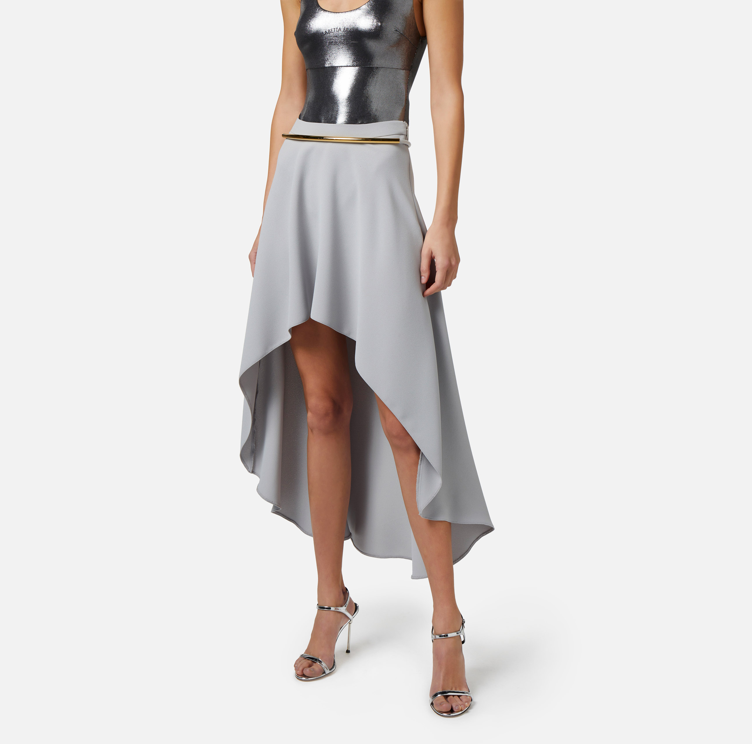 Asymmetric midi skirt in crêpe fabric - Elisabetta Franchi