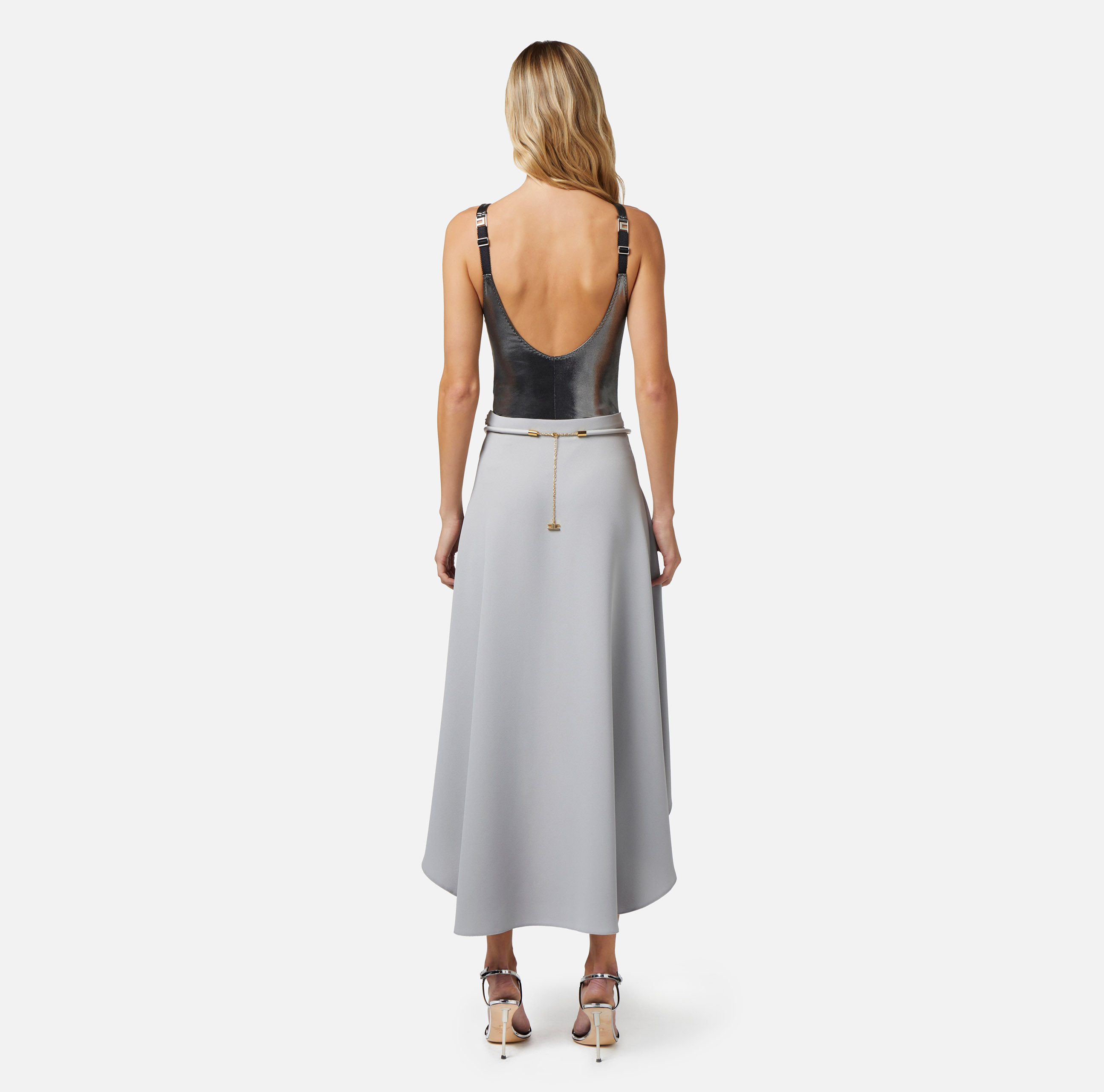 Asymmetric midi skirt in crêpe fabric - Elisabetta Franchi