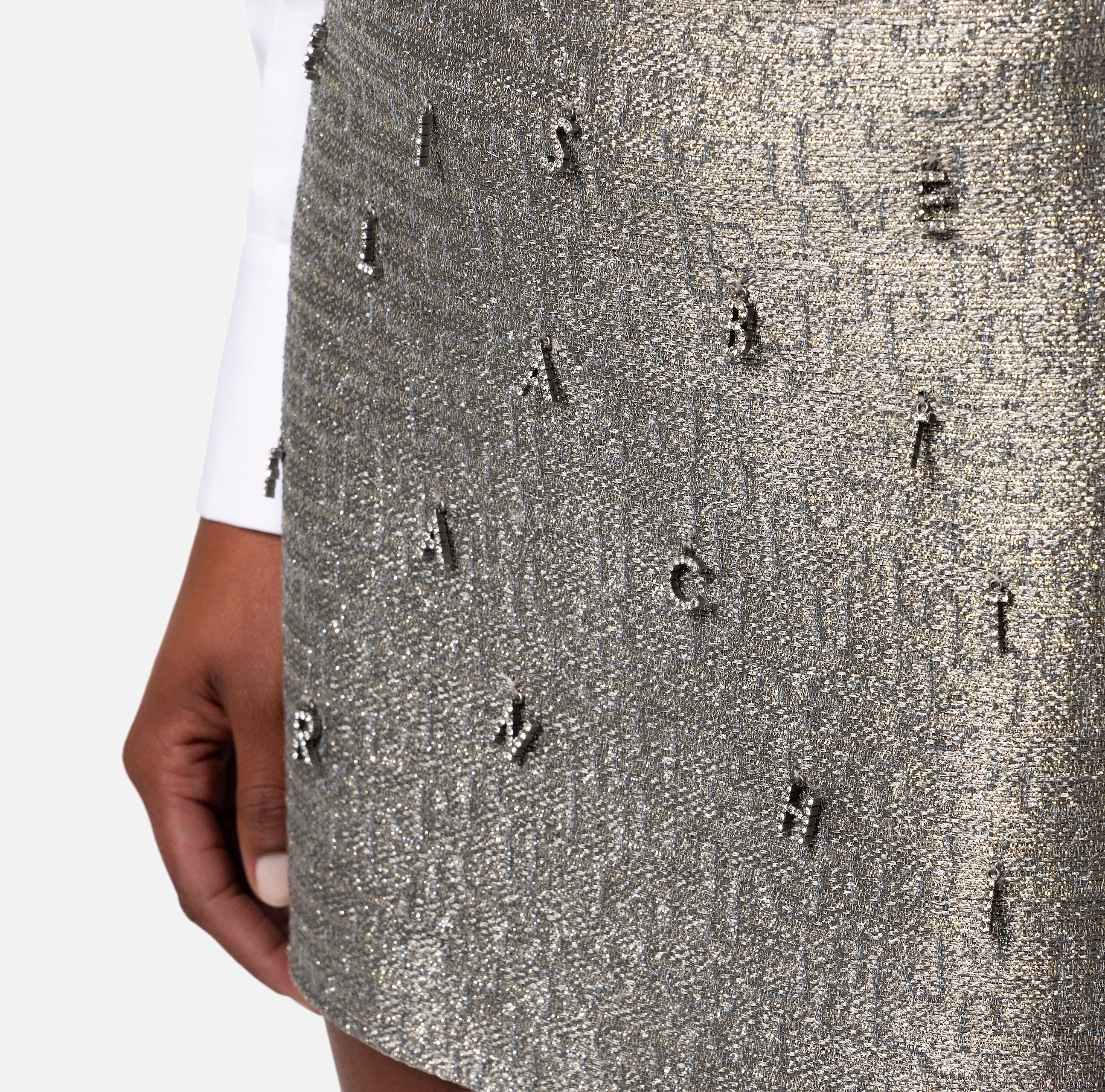 Lurex tweed miniskirt with rhinestone lettering - Elisabetta Franchi
